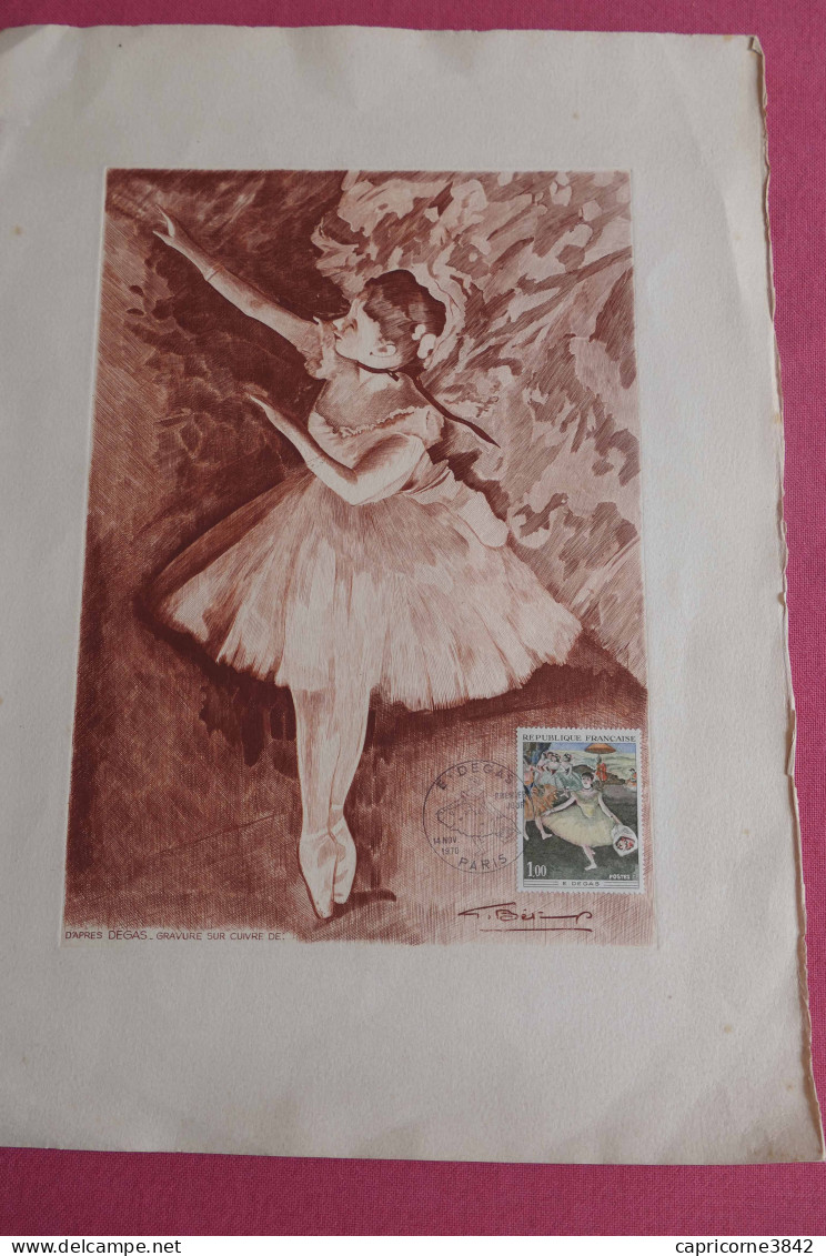 Gravure Sur Cuivre De Bétemps D'après Degas -"La Danseuse Au Bouquet" -tp N1653 -Oblit 1er Jour -format 38,5 X 28,5 Cm - Documents De La Poste