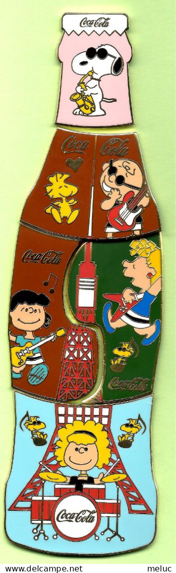 5 Pin's Coca-Cola Bouteille Puzzle Snoopy (14,5 Cm) Musiciens - SP44 - Coca-Cola