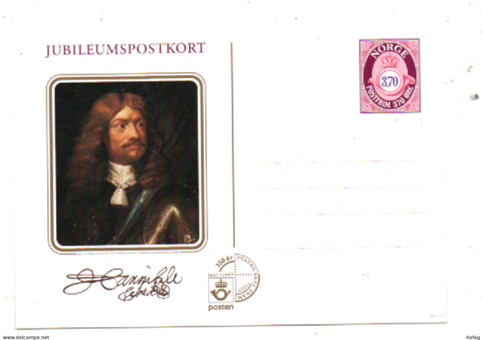 Norwegen 1997 Jubileumspostkort 350 Jahre Post Ganzsache Postfrisch; Norway MNH - Entiers Postaux