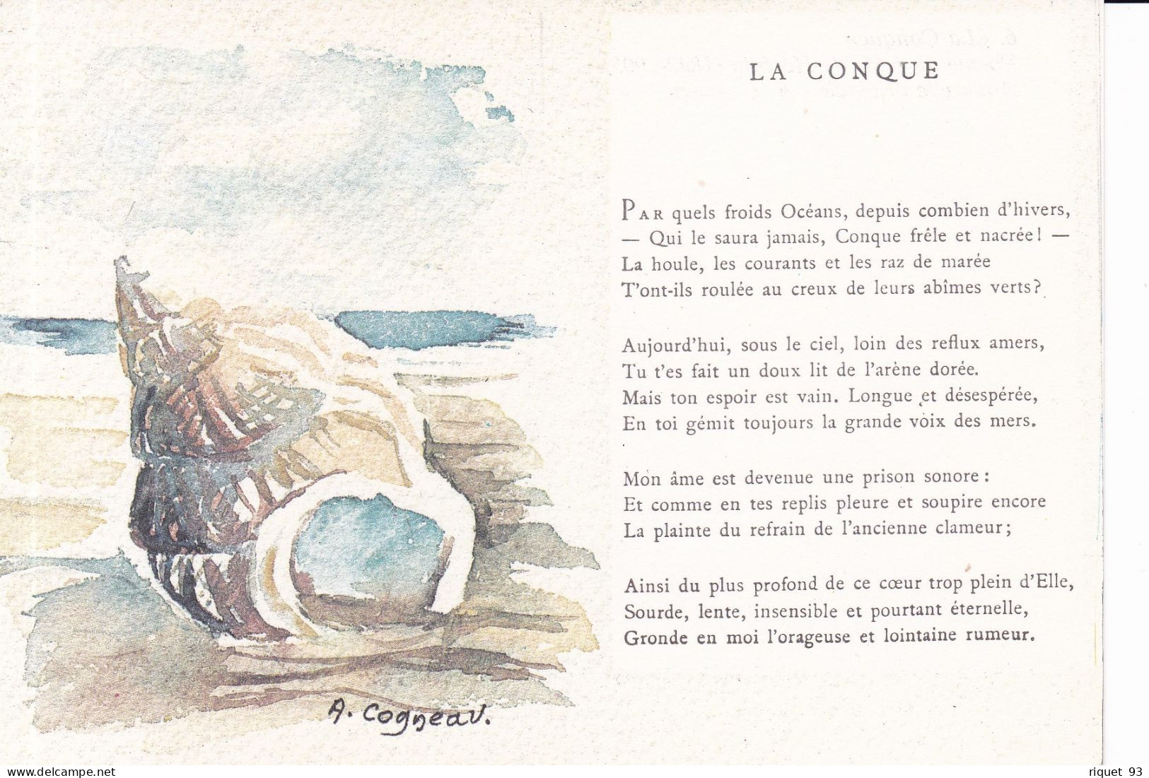 Lot 6cp - Poèmes De J.M. De Hérédia Et Aquarelles De A. Cogneau - Other & Unclassified
