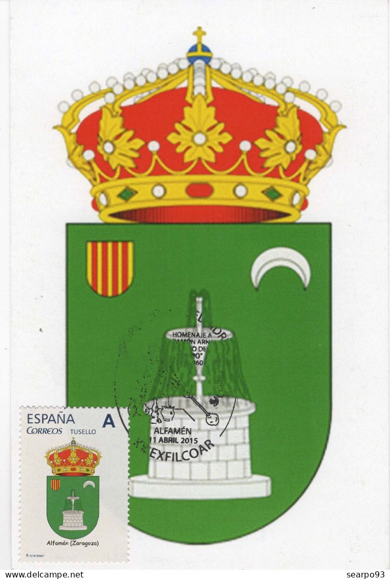 SPAIN. MAXICARD COAT OF ARMS. ALFAMEN (ZARAGOZA) - Tarjetas Máxima