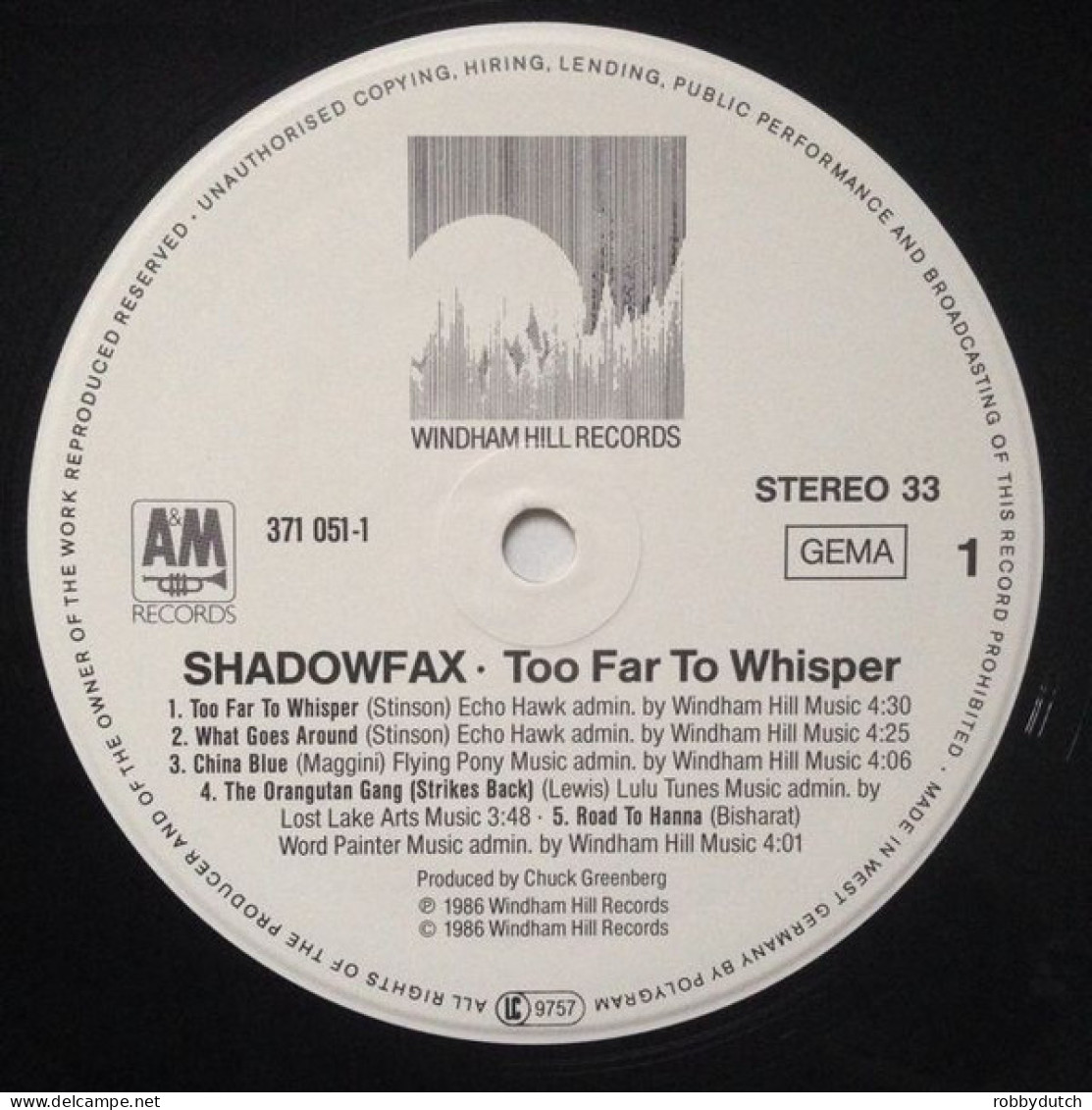 * LP *  SHADOWFAX - TOO FAR TO WHISPER (Germany 1986 EX) - Jazz