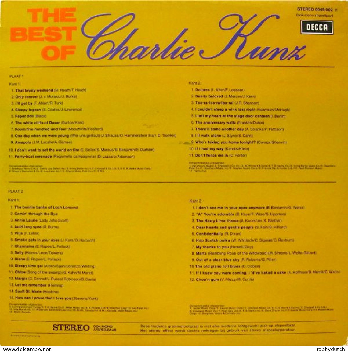 * 2LP *  THE BEST OF CHARLIE KUNZ (Holland EX-!!) - Jazz