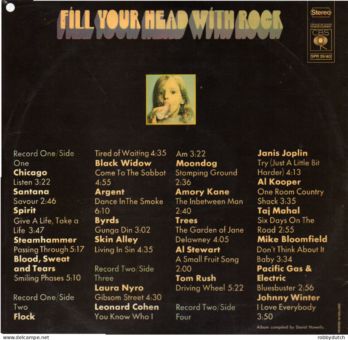 * 2LP *  FILL YOUR HEAD WITH ROCK - CHICAGO / SANTANA / FLOCK / ARGENT / JANIS JOPLIN A.o. - Compilaties