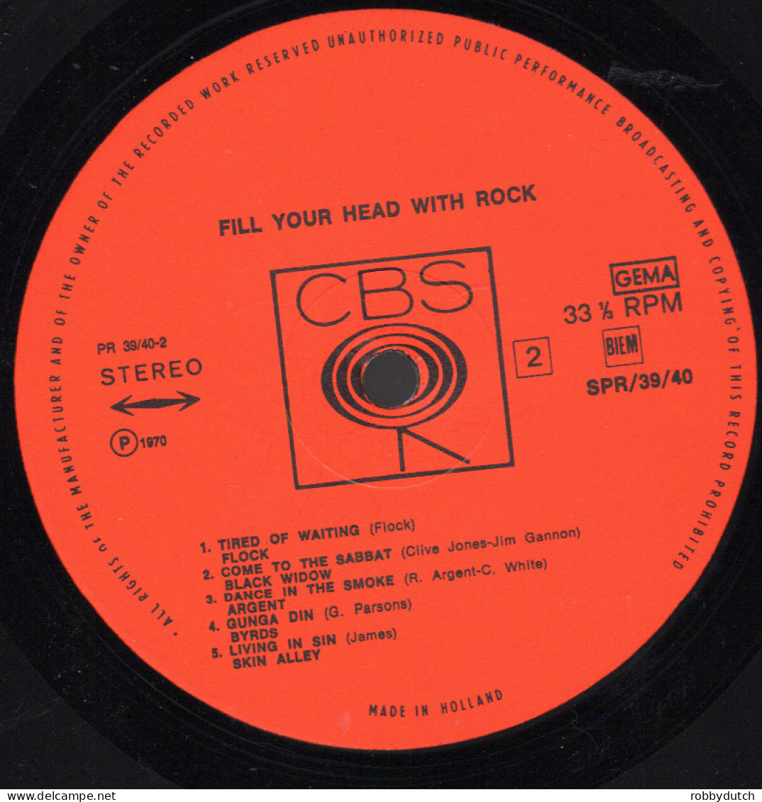 * 2LP *  FILL YOUR HEAD WITH ROCK - CHICAGO / SANTANA / FLOCK / ARGENT / JANIS JOPLIN A.o. (Europe 1970 EX) - Compilations