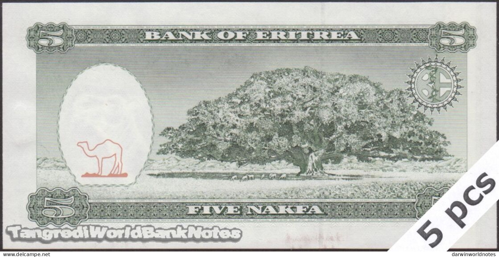 DWN - ERITREA P.2 - 5 Nakfa 1997 UNC - Prefix AA - DEALERS LOT X 5 - Eritrea