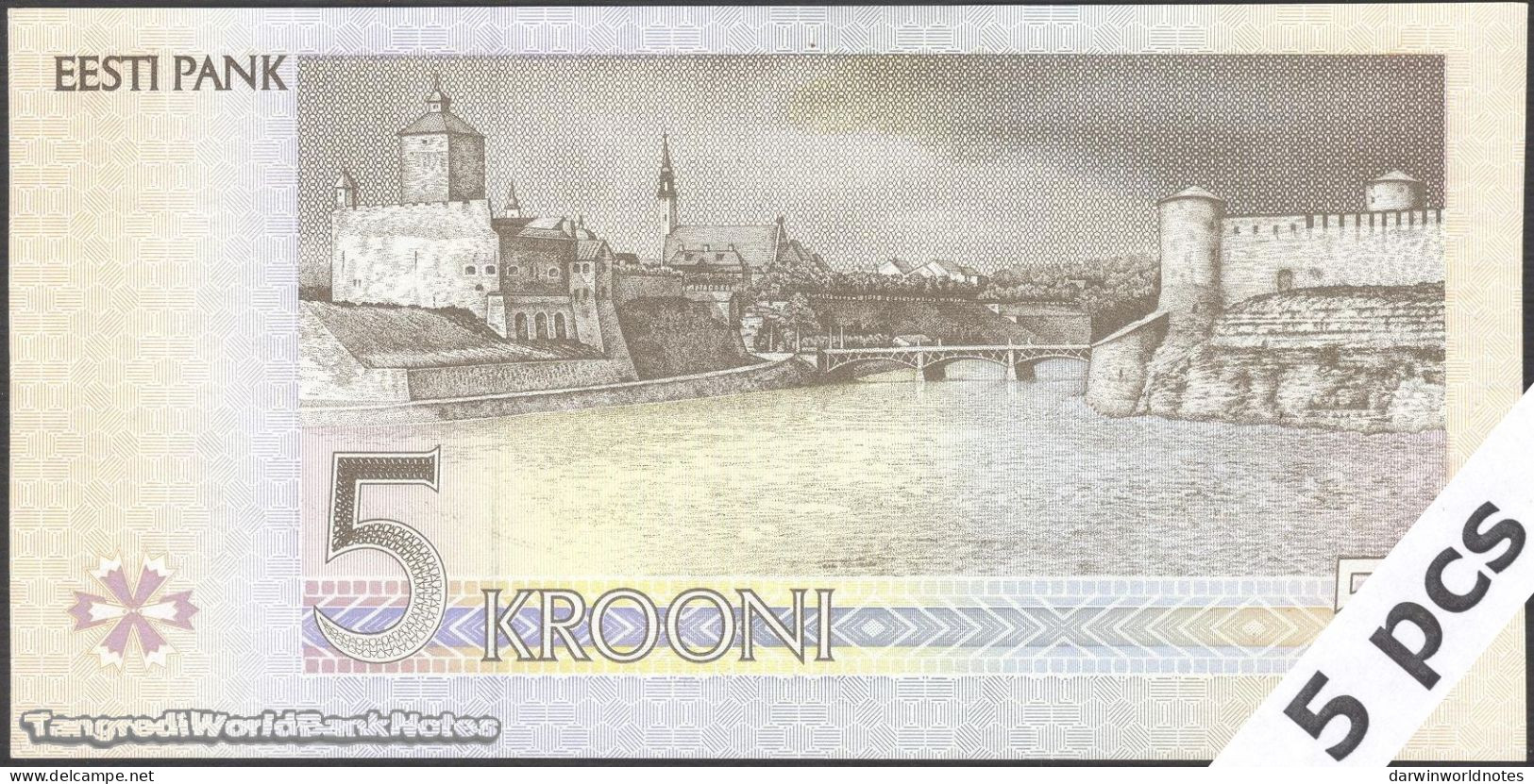 DWN - ESTONIA P.76a - 5 Krooni 1994 UNC - Various Prefixes - DEALERS LOT X 5 - Estonia