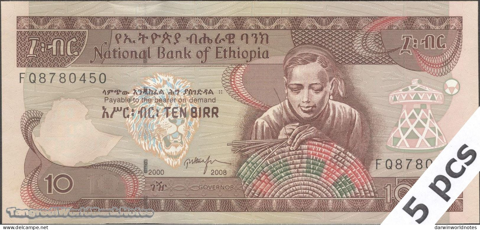 DWN - ETHIOPIA P.48e - 10 Birr EE 2000 (2008) UNC - Various Prefixes - DEALERS LOT X 5 - Ethiopië