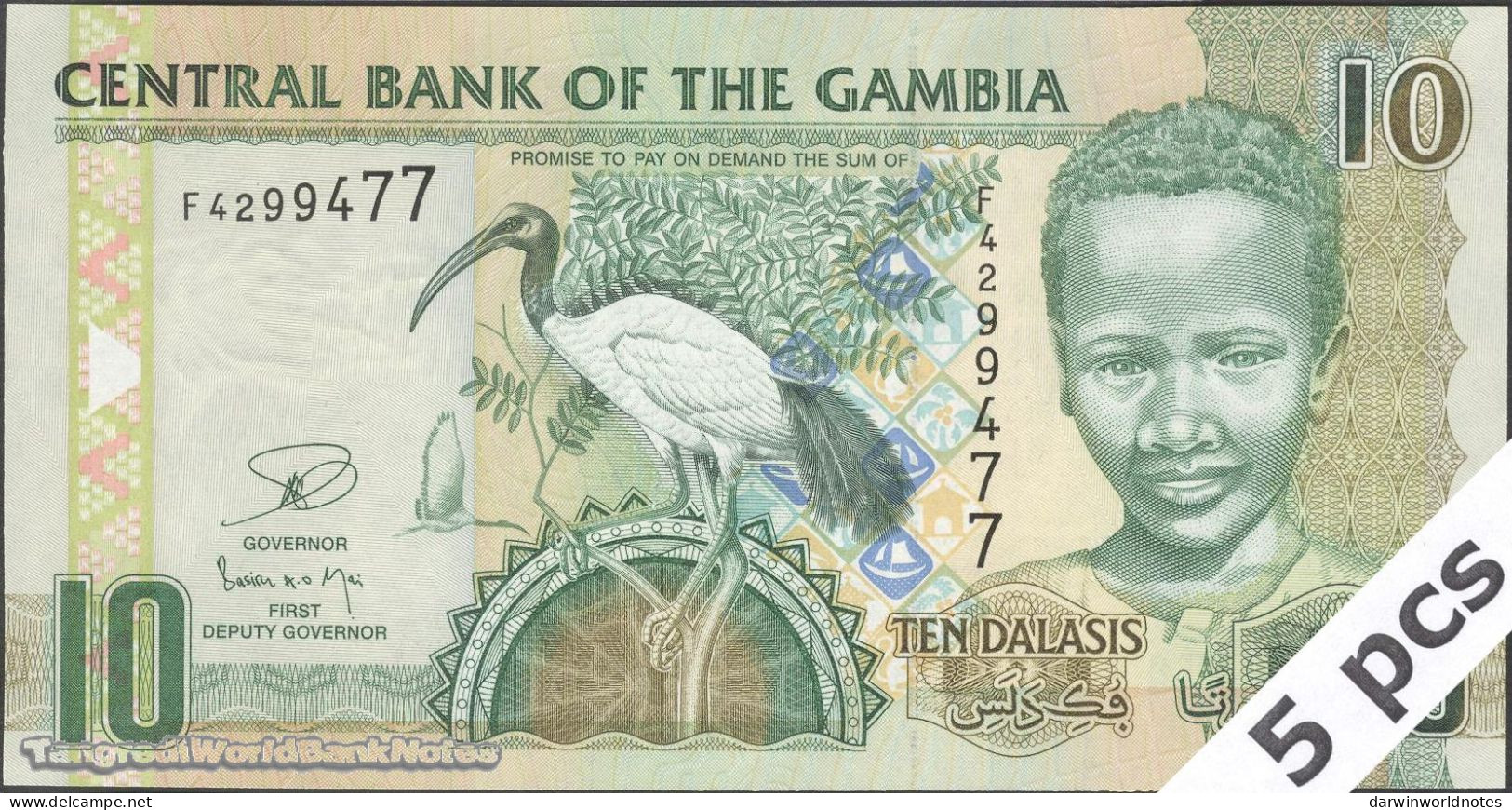 DWN - GAMBIA P.26c - 10 Dalasis ND (2013) UNC - Various Prefixes - DEALERS LOT X 5 - Gambia