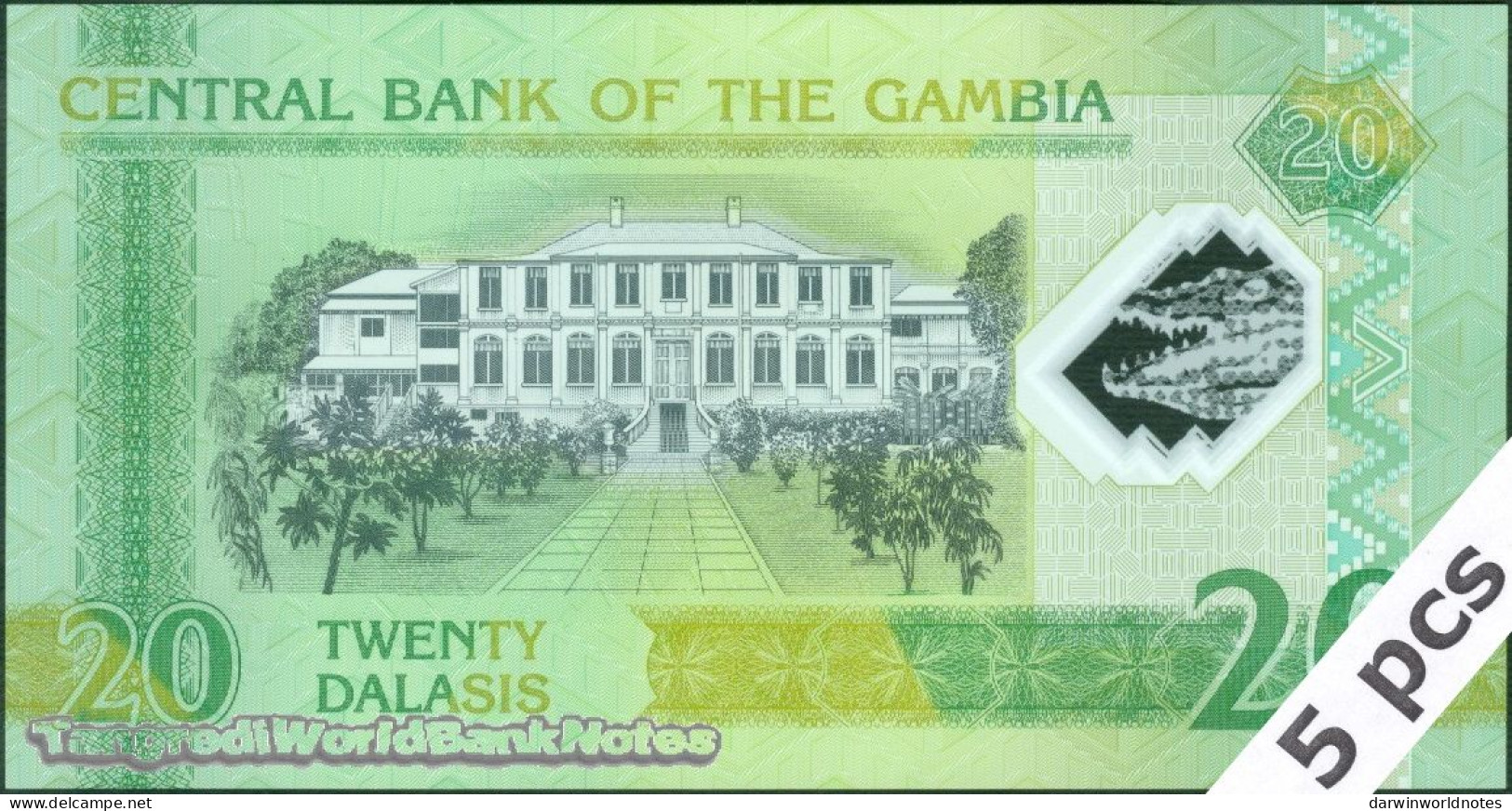 DWN - GAMBIA P.30 - 20 Dalasis 2014 UNC Polymer - Various Prefixes - DEALERS LOT X 5 - Gambia