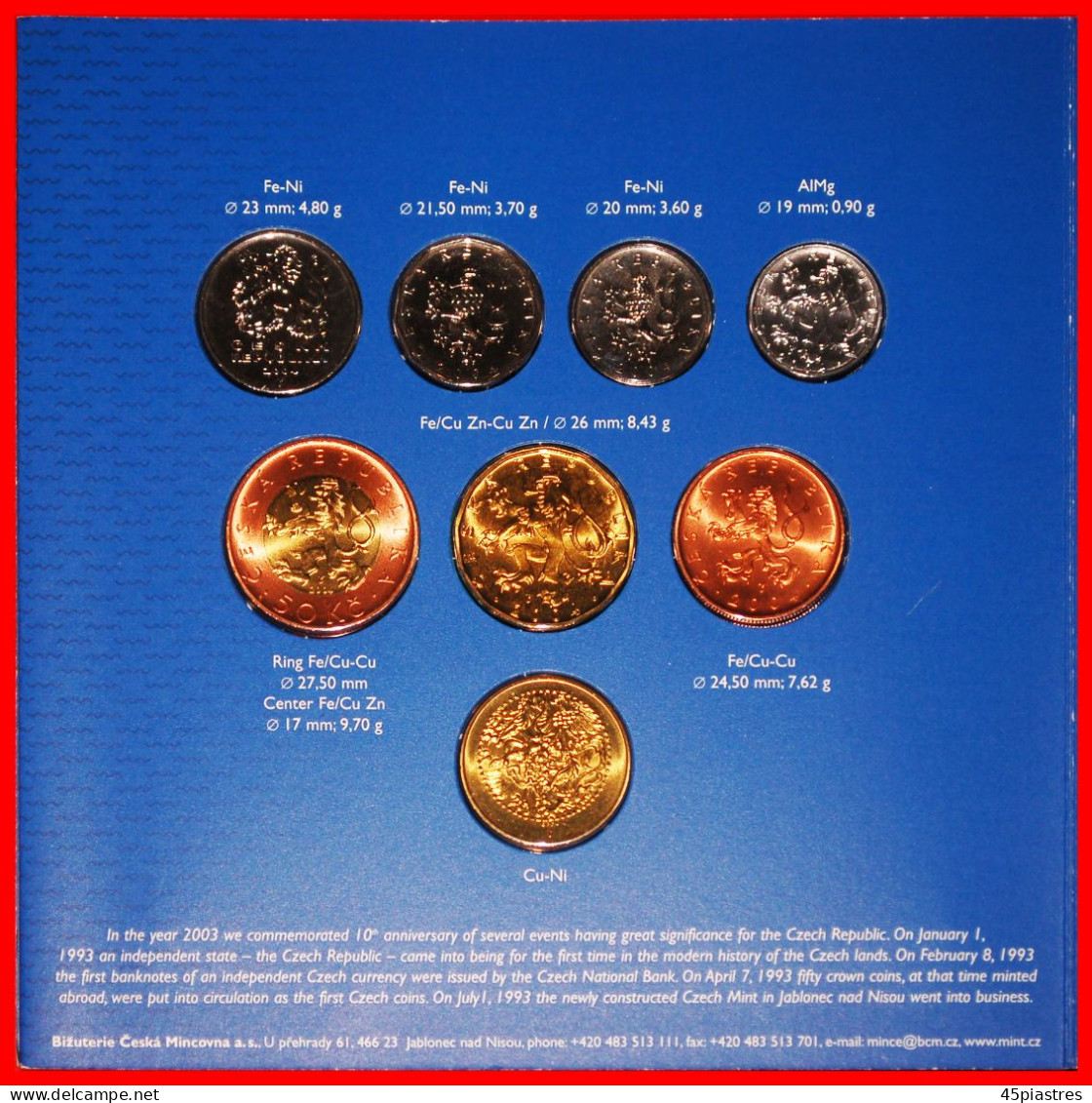 * EMISSION 1993-2023: CZECH REPUBLIC  MINT SET 2004 (7 COINS) RARE! TO BE PUBLISHED! ·  LOW START · NO RESERVE! - Repubblica Ceca