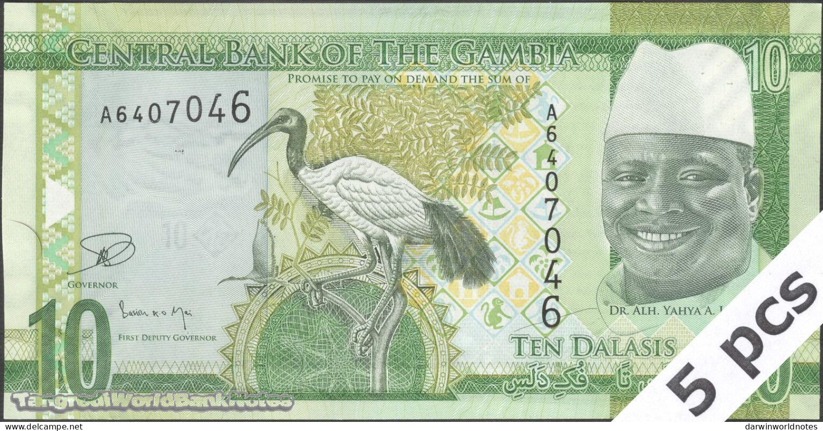 DWN - GAMBIA P.32 - 10 Dalasis ND (2015) UNC - Various Prefixes - DEALERS LOT X 5 - Gambie