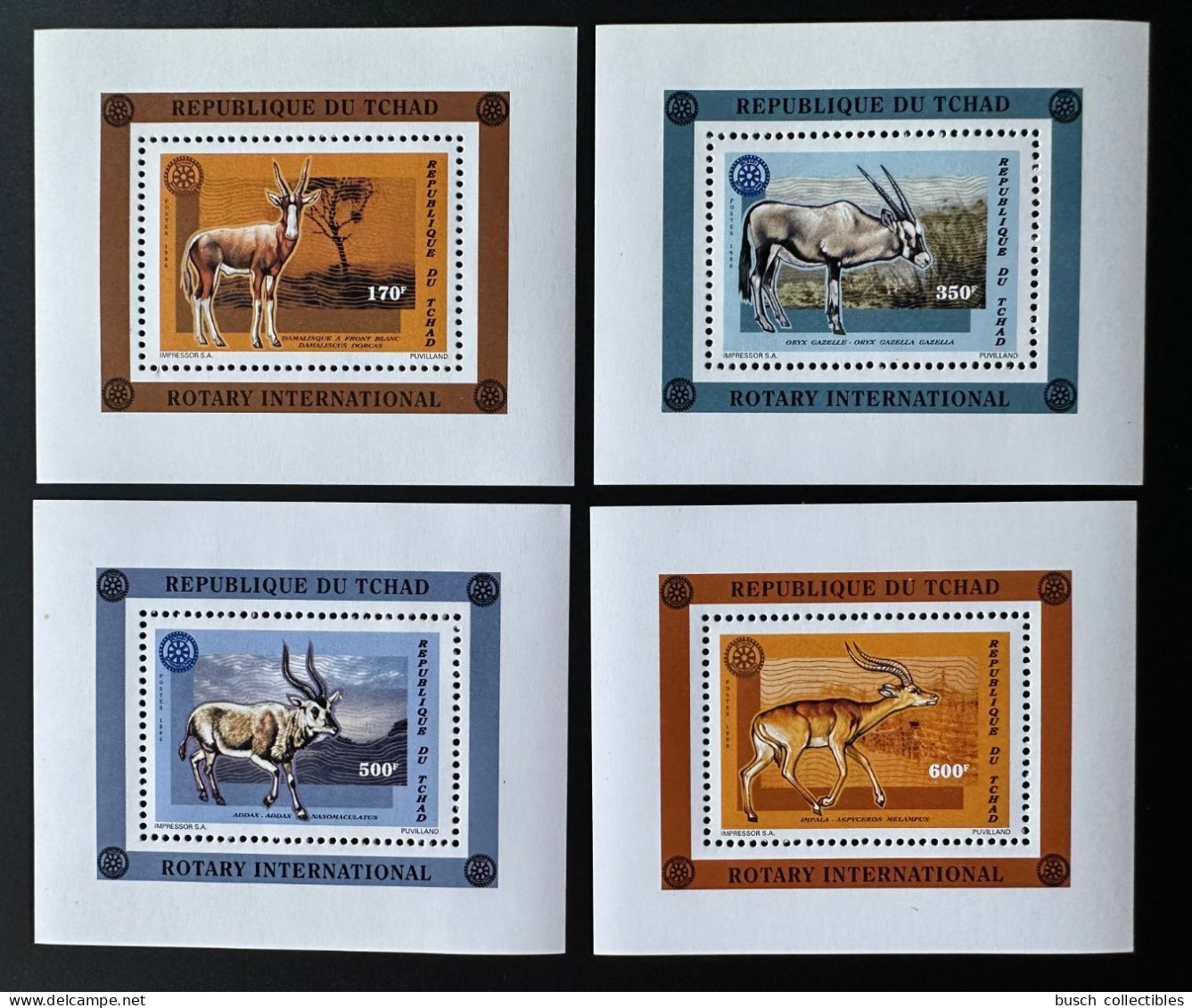 Tchad Chad Tschad 1996 Mi. Bl. A 271 A-D 271 A Rotary International Faune Fauna - Chad (1960-...)