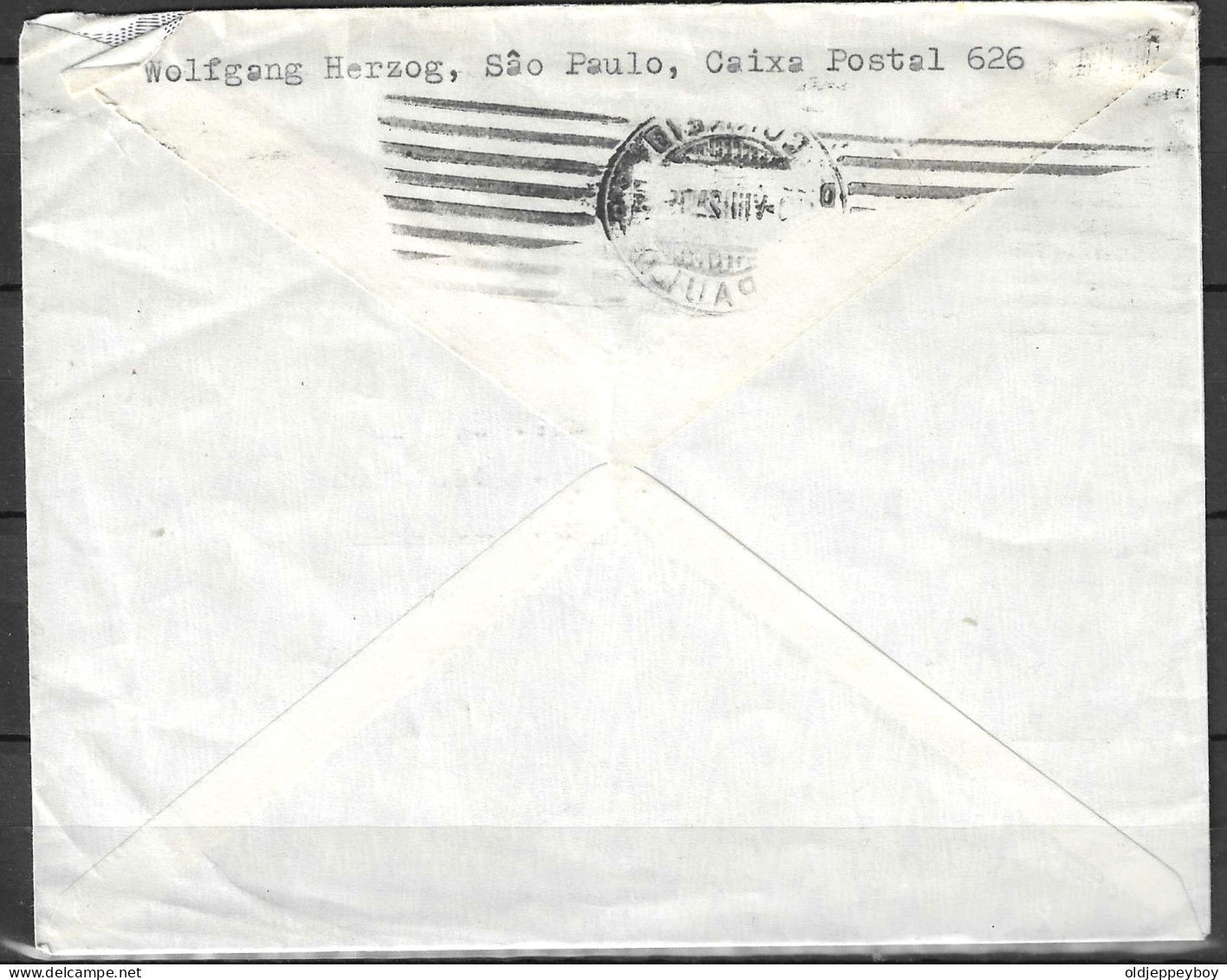 1953  Brazil Brasil Cover Envelope SÃO PAULO VIA AEREA  AIRMAIL  TO KANDERTAL  SUISSE Switzerland JUVENTUDE BATISTA - Brieven En Documenten