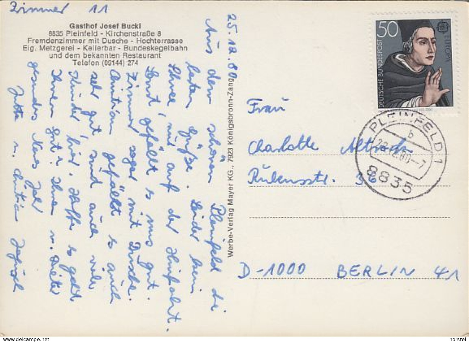 D-91785 Pleinfeld - Gasthaus Buckel - Car - Nice Stamp - Gunzenhausen