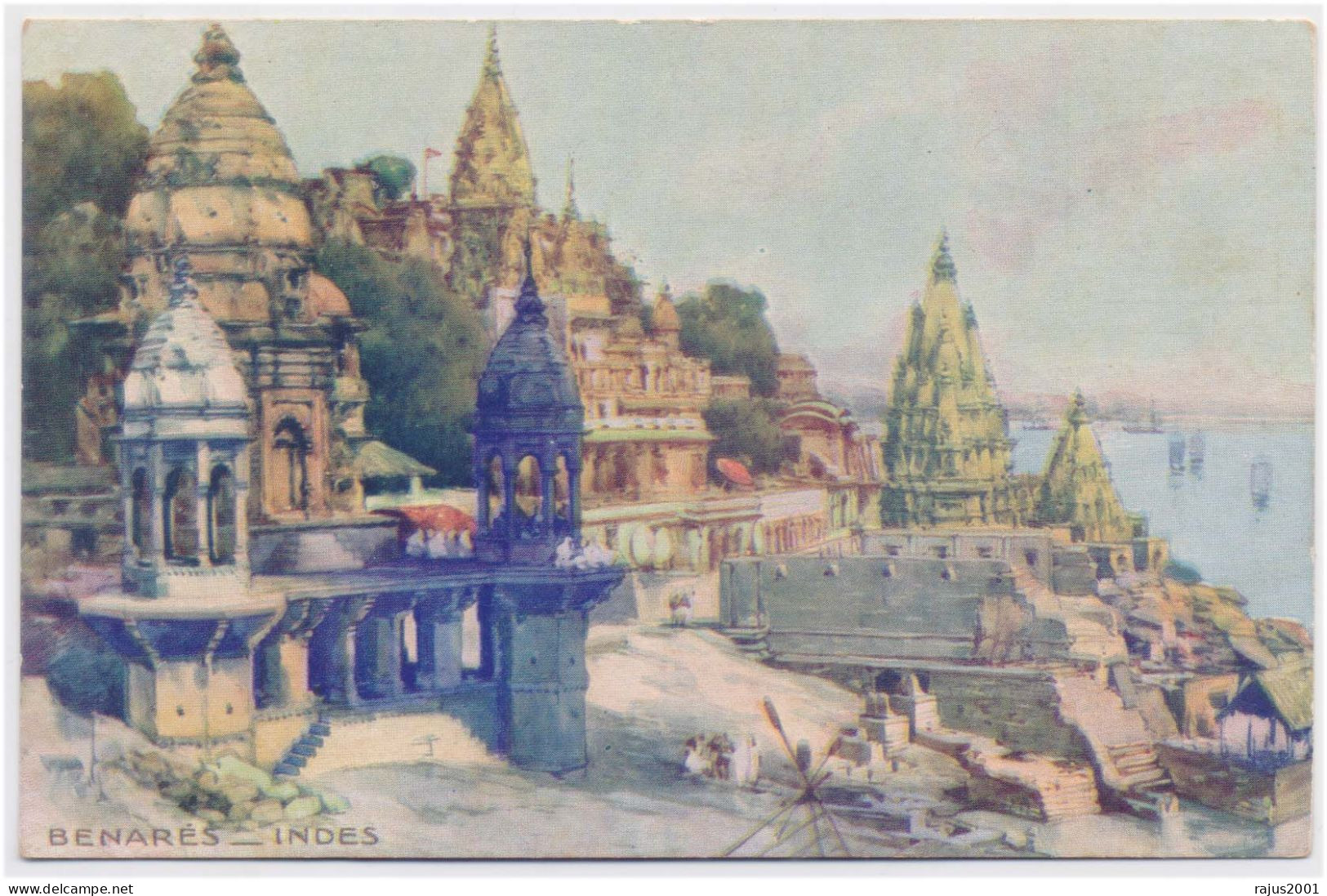 Benaras, Banaras Ghats, Ganges River Varanasi, Hindu Temples, Religion, Hinduism Mythology, Old Post Card Inde India - Hinduismo