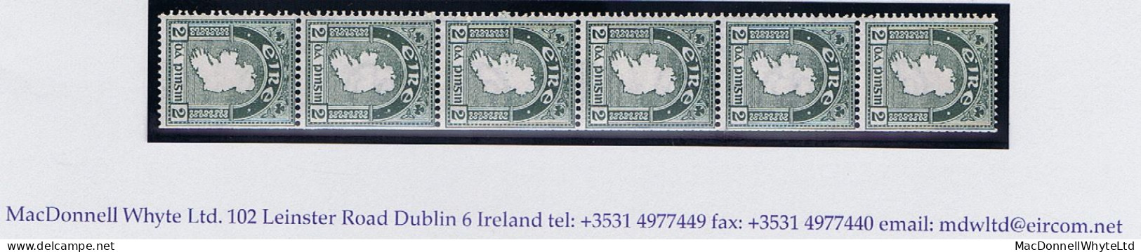 Ireland 1922-23 Watermark SE 2d Map, Vertical "paste-up" Coil Strip Of 6 Mint Unmounted - Unused Stamps