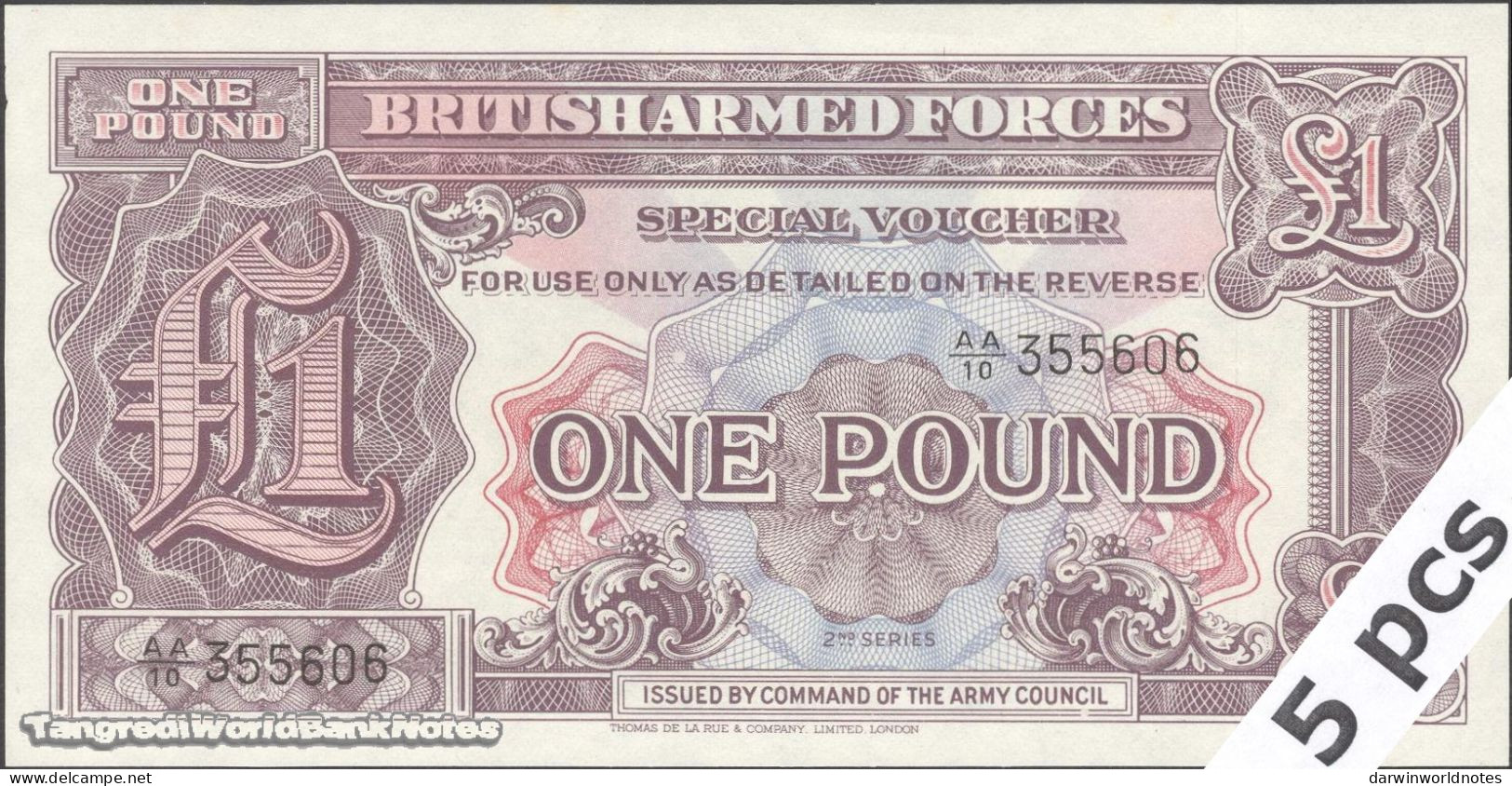 DWN - GREAT BRITAIN (Briish Armed Forces) P.M22a - 1 Pound ND (1948) UNC - Various Prefixes - DEALERS LOT X 5 - British Troepen & Speciale Documenten