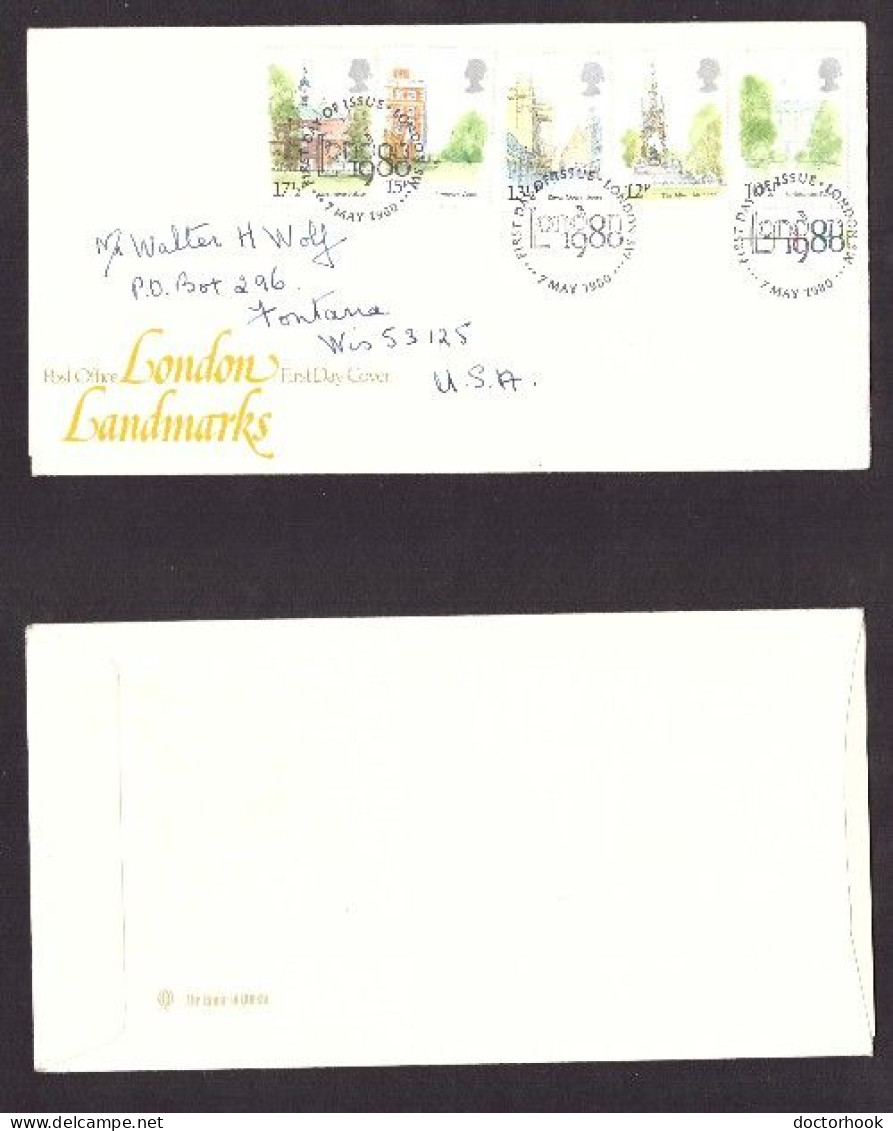 GREAT BRITAIN   Scott # 910-14 On FIRST DAY COVER (7/MAY/1980)---OS-736 - 1971-1980 Decimal Issues