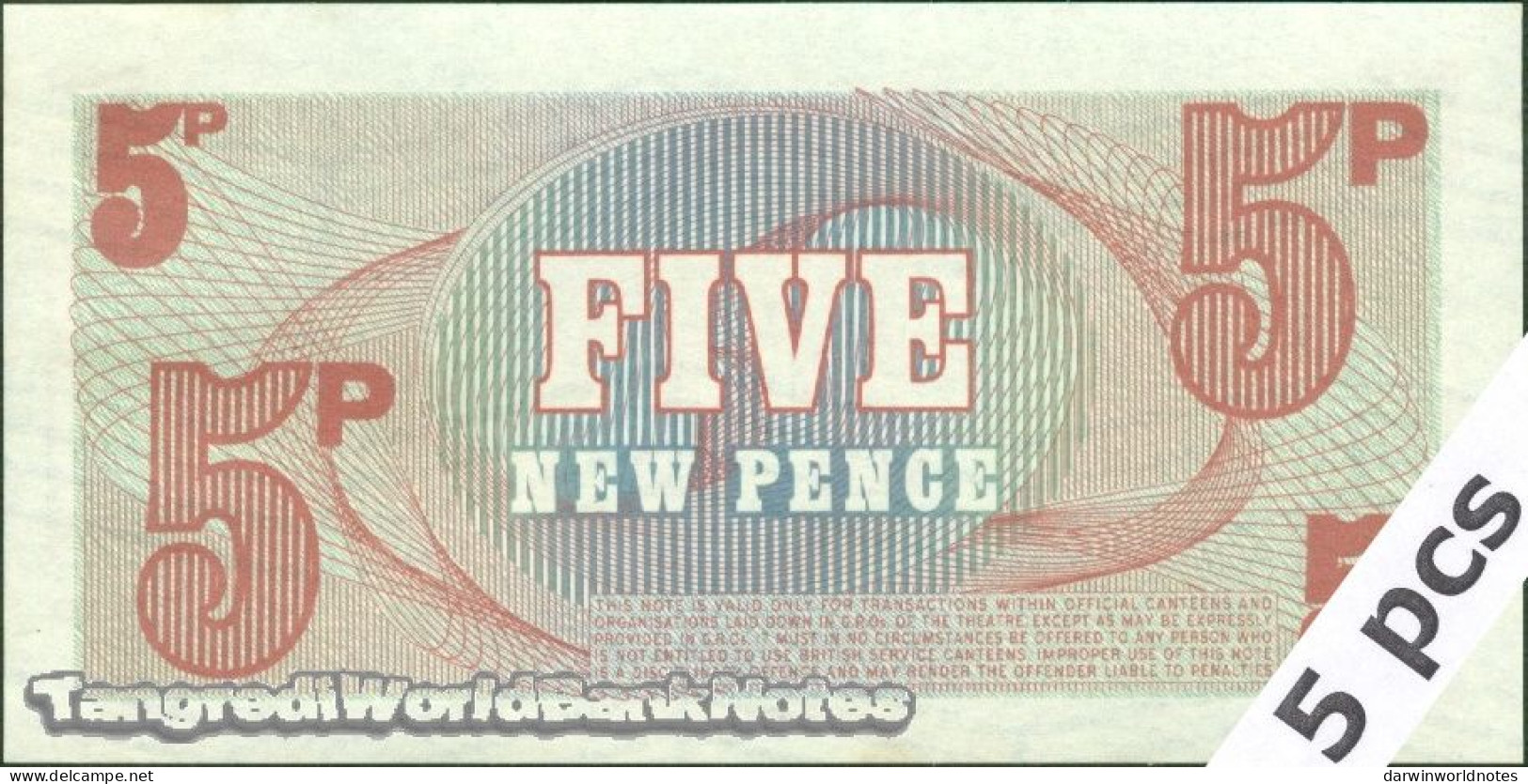 DWN - GREAT BRITAIN (Briish Armed Forces) P.M47 - 5 New Pence ND (1972) AU/UNC - Various Prefixes - DEALERS LOT X 5 - British Troepen & Speciale Documenten