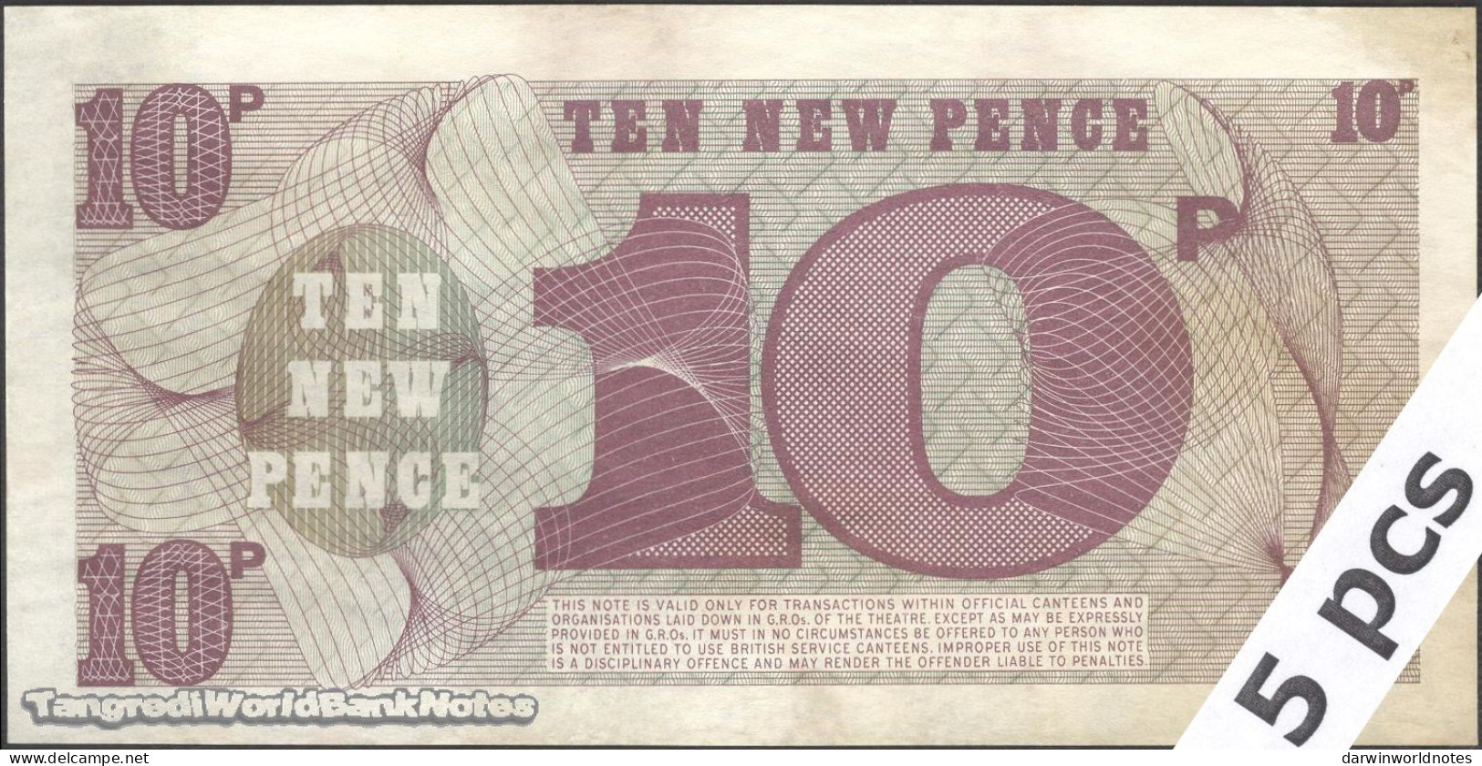 DWN - GREAT BRITAIN (Briish Armed Forces) P.M48 - 10 New Pence ND (1972) VF+  Various Prefixes - DEALERS LOT X 5 - British Troepen & Speciale Documenten