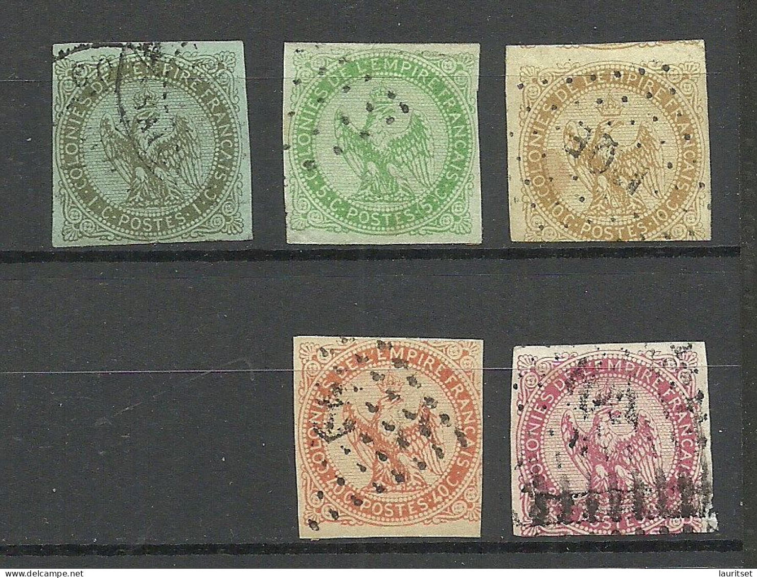 FRANCE Colonies 1859/1865 = 5 Values From Set Michel 1 - 6 O Adler Eagle Aigle Imperial - Eagle And Crown