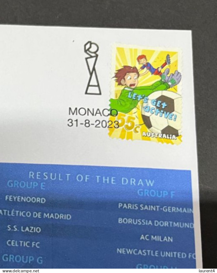 3-9-2023 (4 T 7) Football -  Champions League 2023-24 Draw Announced From Monaco (with Football OZ Stamp) - Other & Unclassified