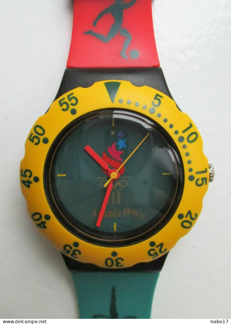 Mc Donalds Armbanduhr Olympische Spiele 1996 - Atlanta Olympiade Rot/Grün - Relojes Publicitarios