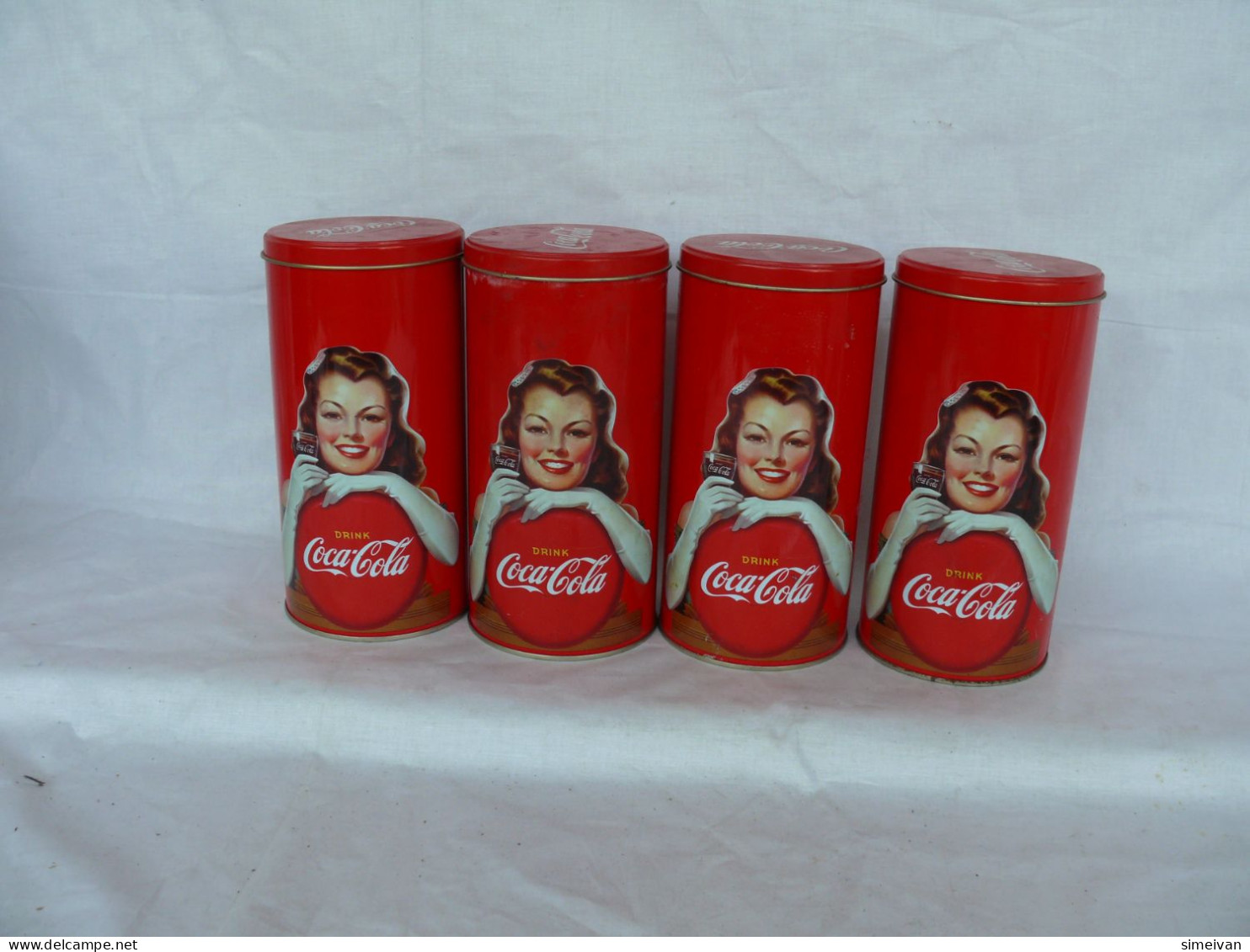 Beautiful Vintage Set Of Four Coca Cola Metal Tin Boxes #1539 - Sonstige & Ohne Zuordnung
