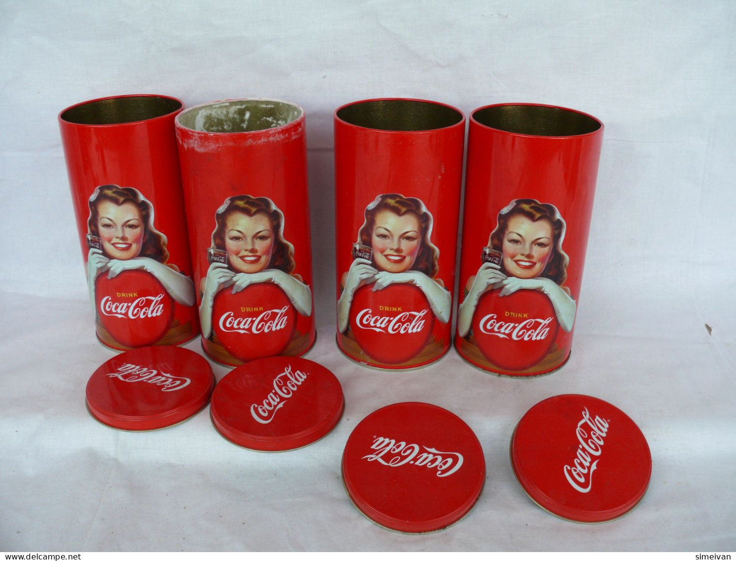 Beautiful Vintage Set Of Four Coca Cola Metal Tin Boxes #1539 - Autres & Non Classés