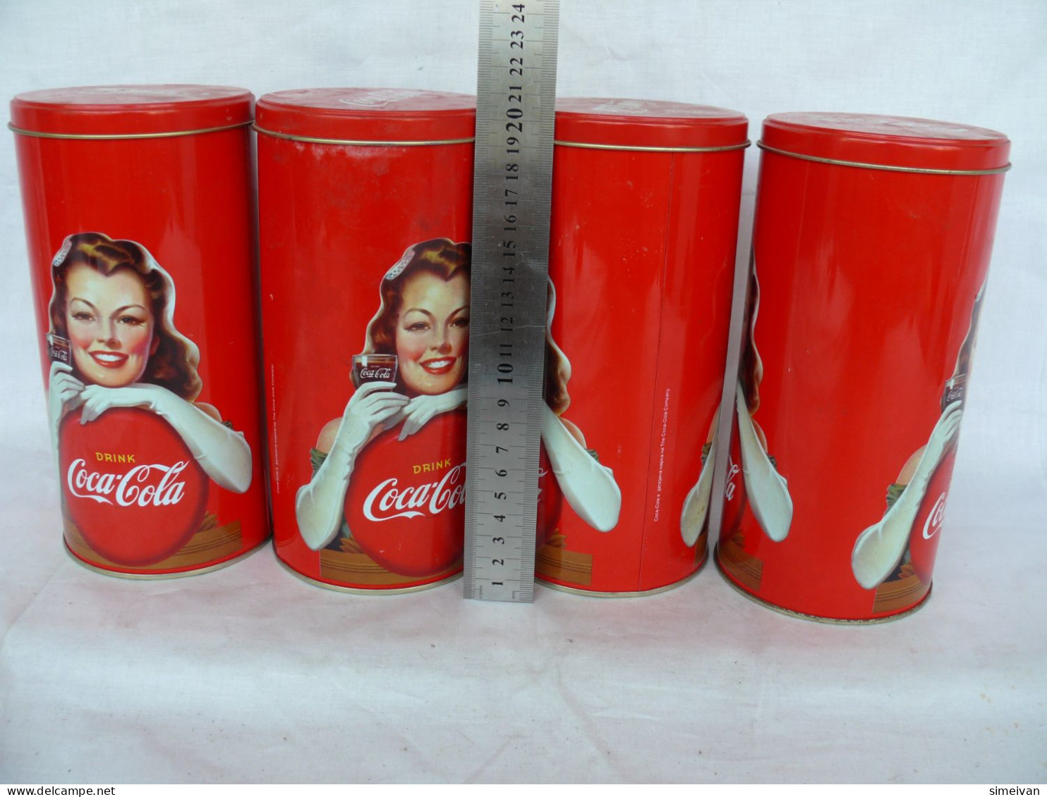 Beautiful Vintage Set Of Four Coca Cola Metal Tin Boxes #1539 - Andere & Zonder Classificatie