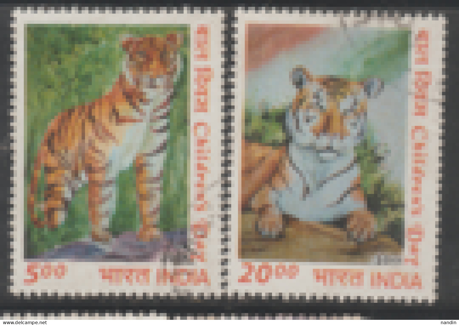 2011 USED STAMP FROM INDIA ON CHILDREN'S DAY/Winner Of The Children's Design On "SAVE THE TIGER) - Usados