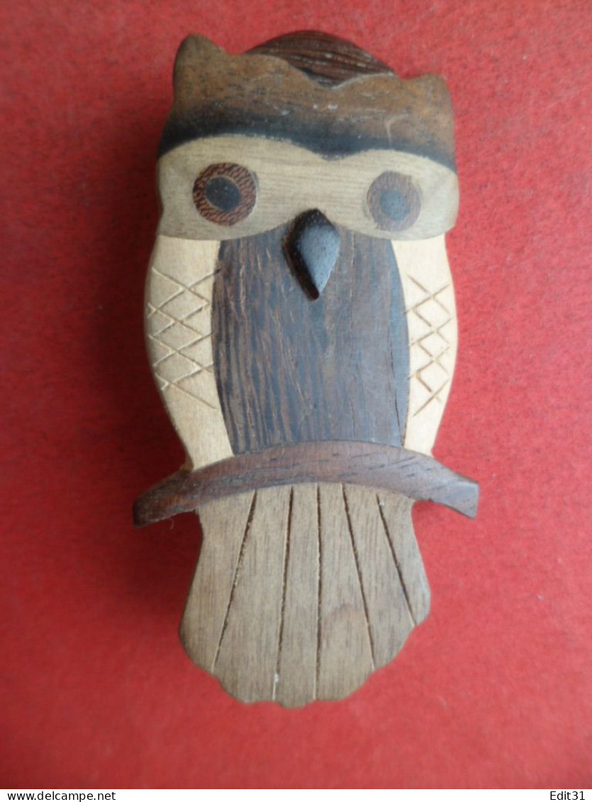 Broche Hibou Chouette  - Bois Plusieurs Essences - Spille