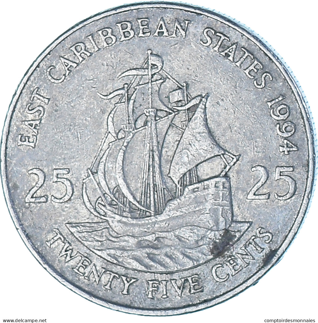 Monnaie, Etats Des Caraibes Orientales, 25 Cents, 1994 - Britse-karibisher Territorien