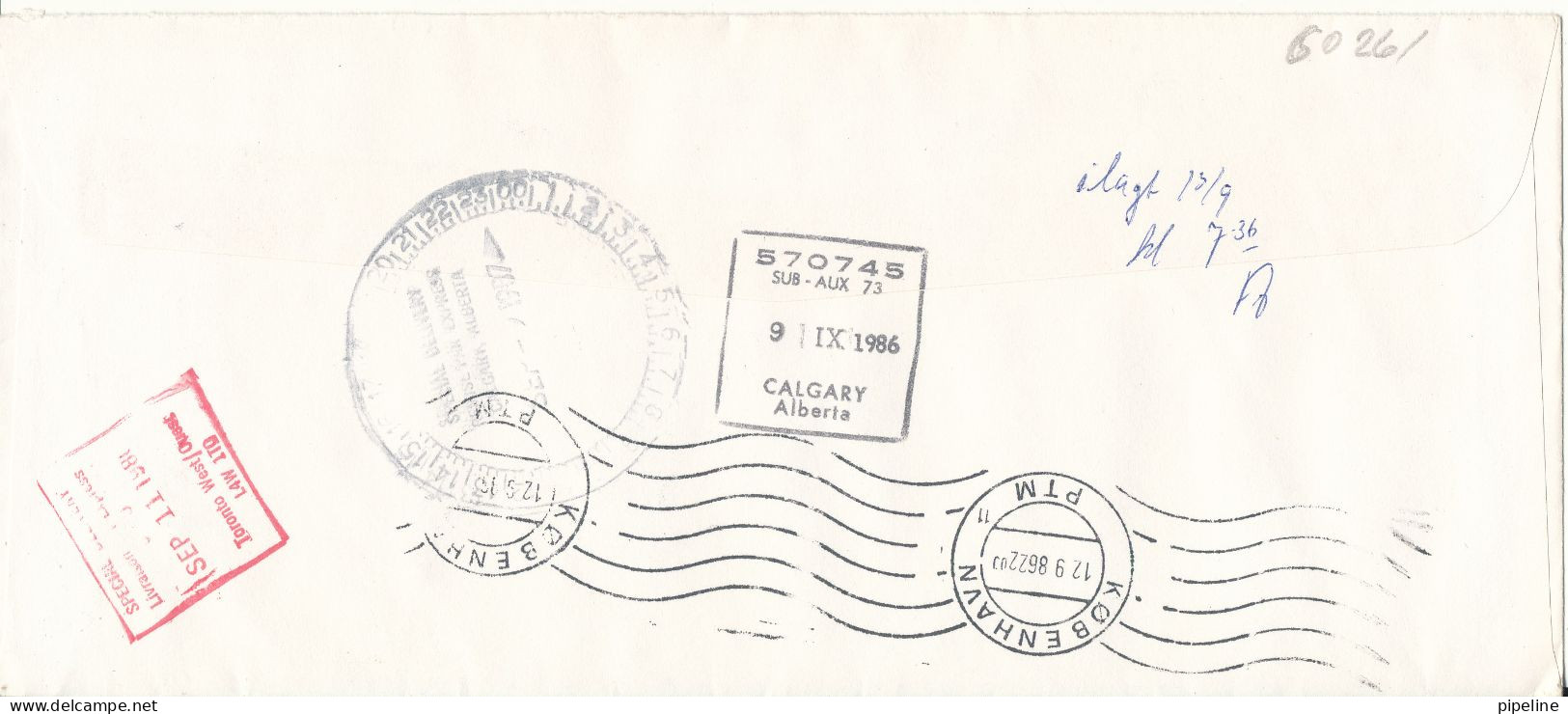 Canada Cover Sent Air Mail Express Special Delivery To Denmark 9-9-1986 - Covers & Documents