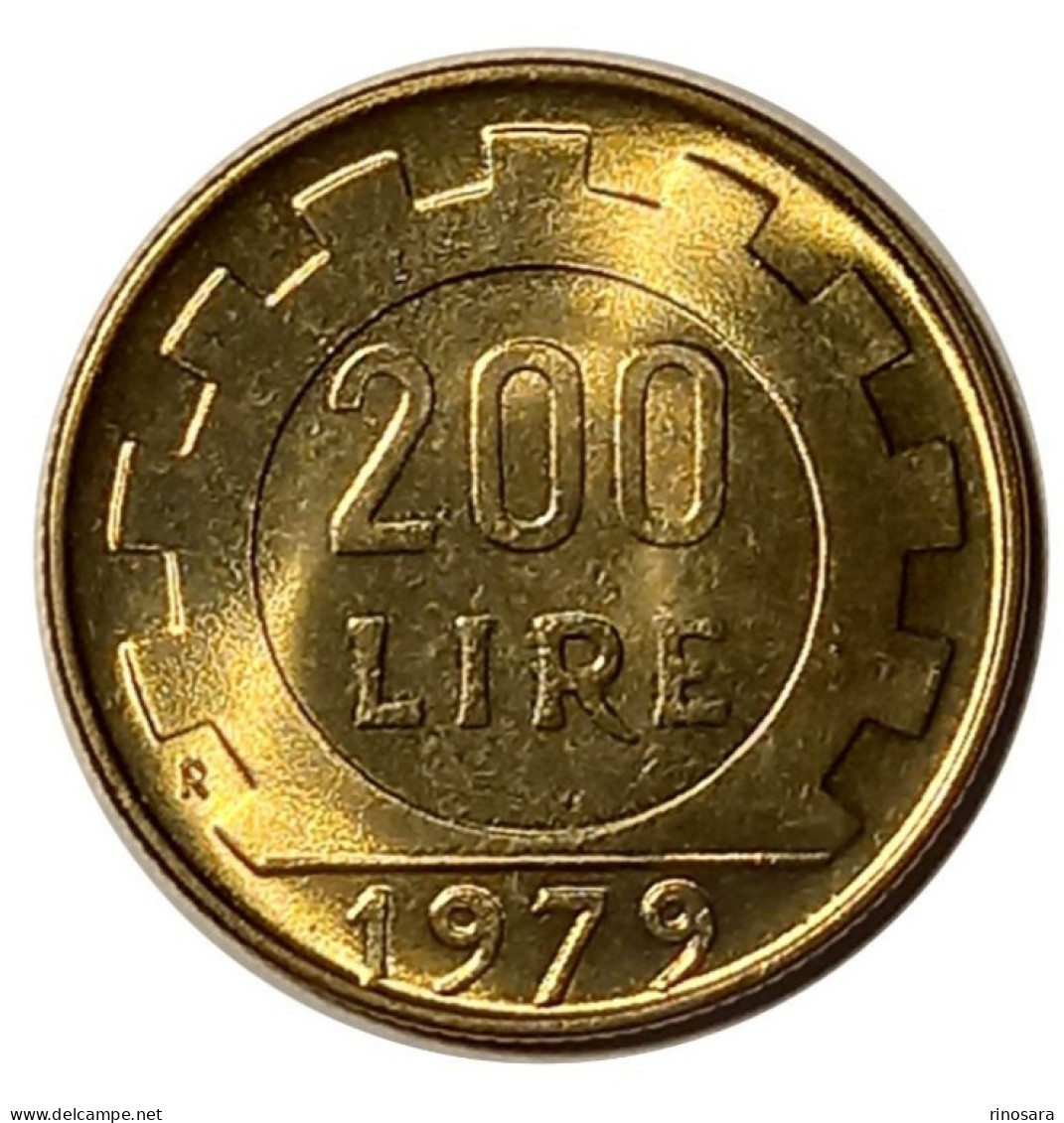 Errore Di Conio 200 Lire  1979 Italia Collisione Dei Coni Linea A Forma Di Luna Sul Collo - Abarten Und Kuriositäten