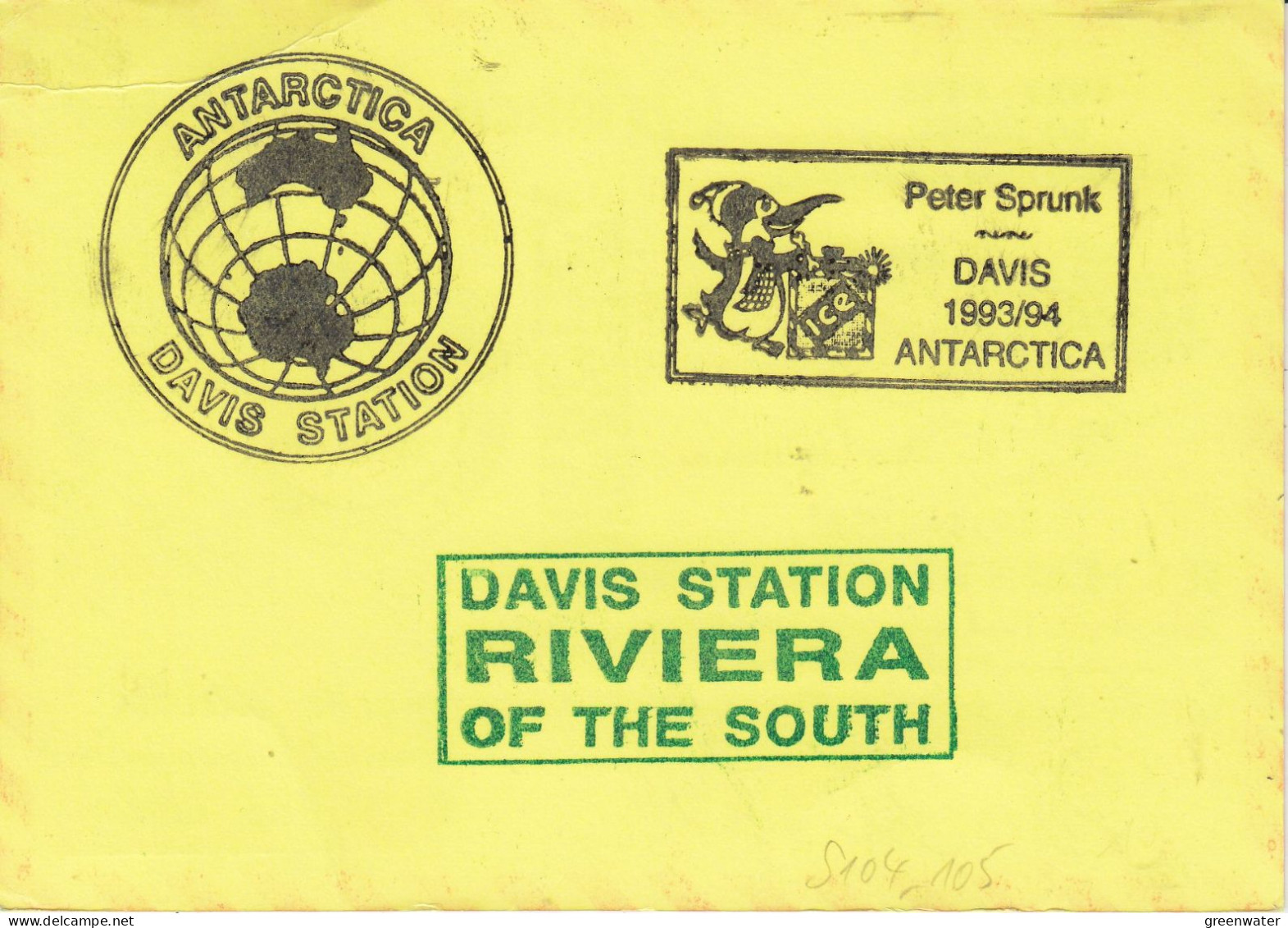 AAT 160Y Heard Island Signature Sprunk Ca Davis 25 FEB 1994 (ET186D). - Cartas & Documentos