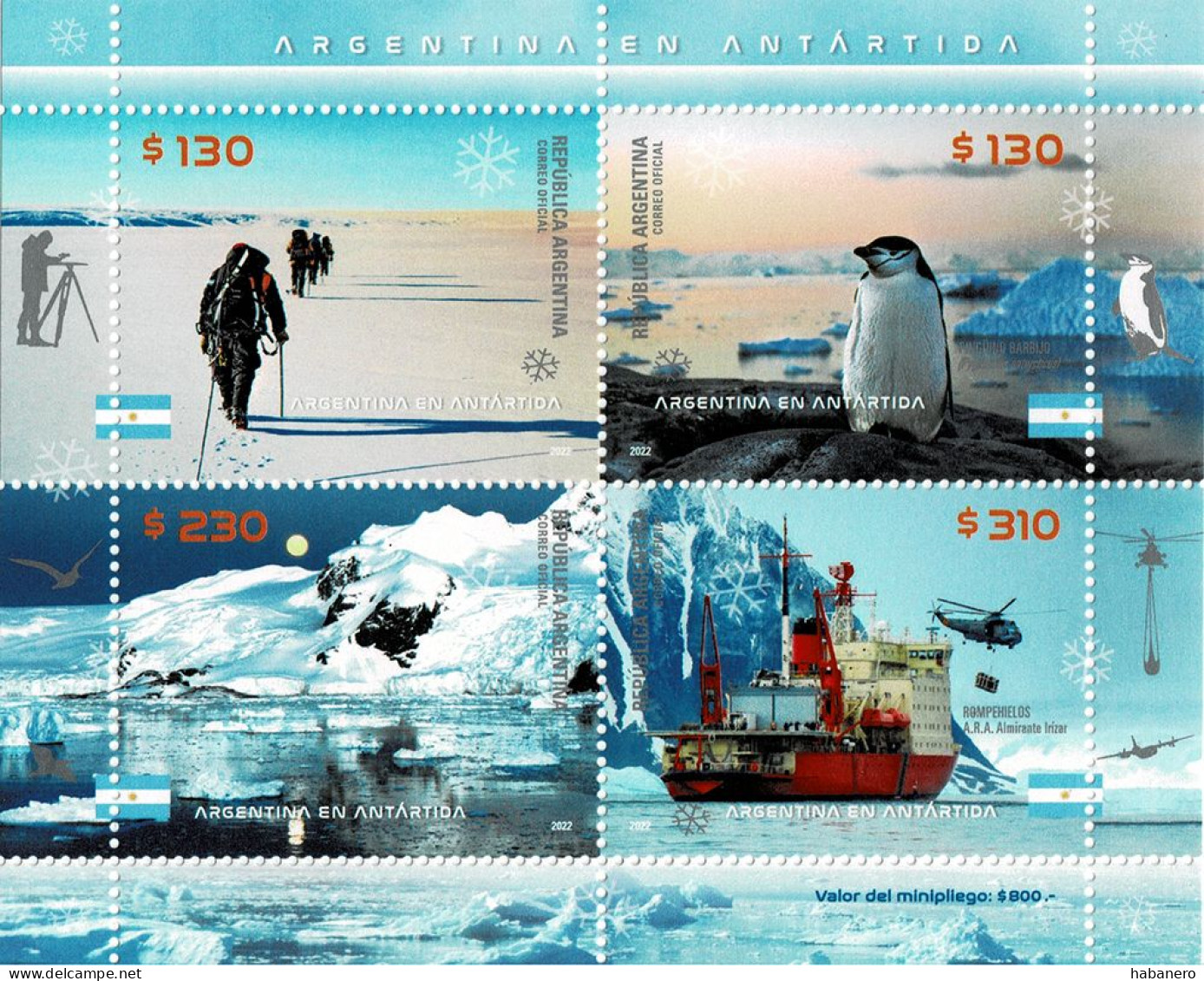 ARGENTINA 2022 Mi BL 180 ARGENTINA IN ANTARCTICA MINT MINIATURE SHEET ** - Blocks & Kleinbögen