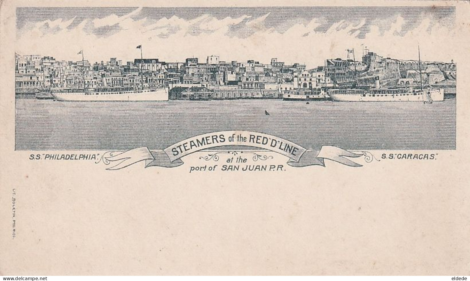 Art Pioneer Private Mailing Card Steamers Of The Red " D " Line San Juan P.R. U.S. Colony S.S. Philadelphia And Caracas - Puerto Rico