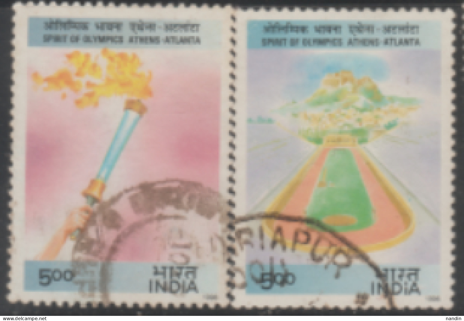 1996 USED STAMP FROM INDIA ON Olympic Games, Atlanta/Marbel Stadium Athens/Olympic Torch - Gebruikt