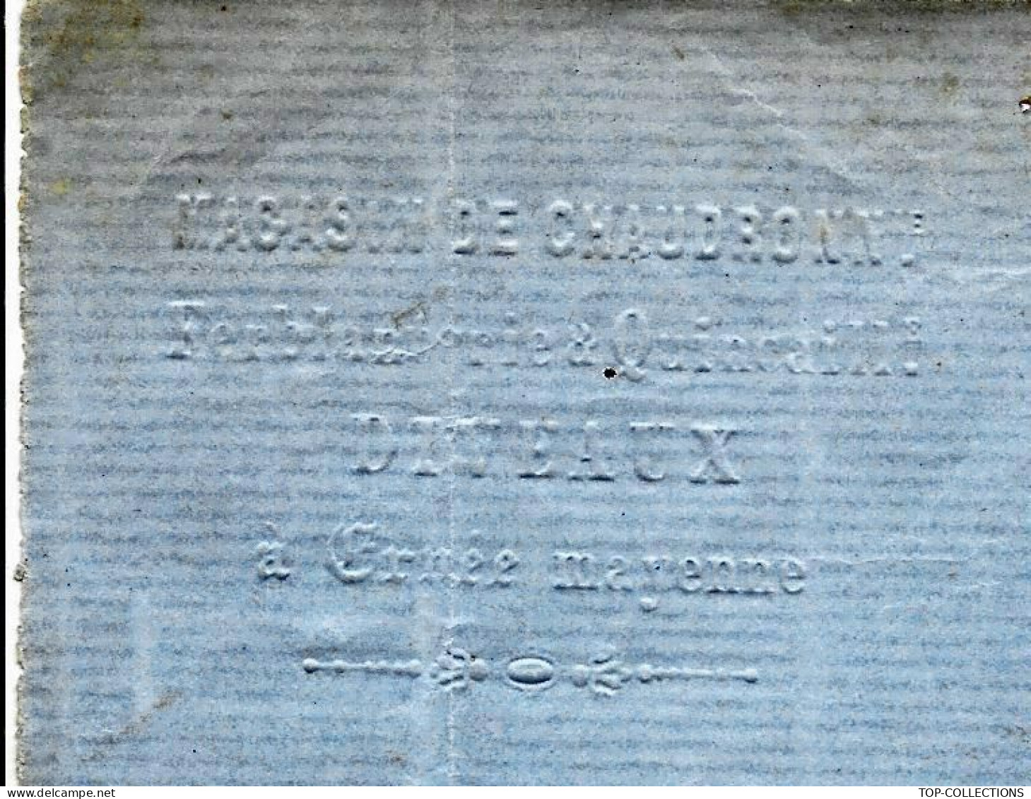 1862 TIMBRE EMPIRE Non Dentelé  Oblitéré Ernée DIVEAUX Chaudronnerie => Forges  Port Brillet Près Laval Mayenne V.SCANS - 1800 – 1899