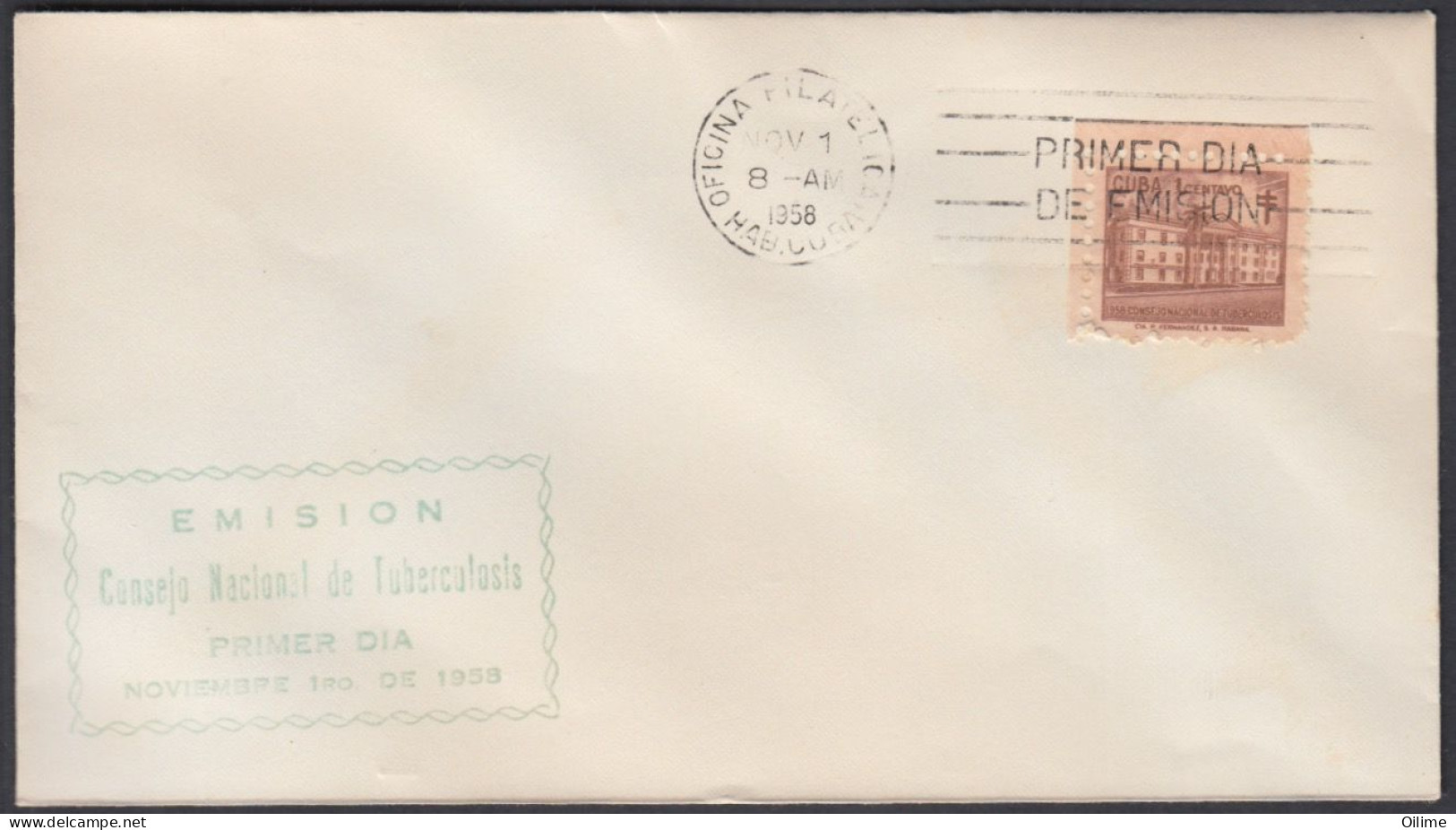 FDC CUBA 1958. TUBERCULOSIS. EDIFIL 40, 42 Y 43. - FDC