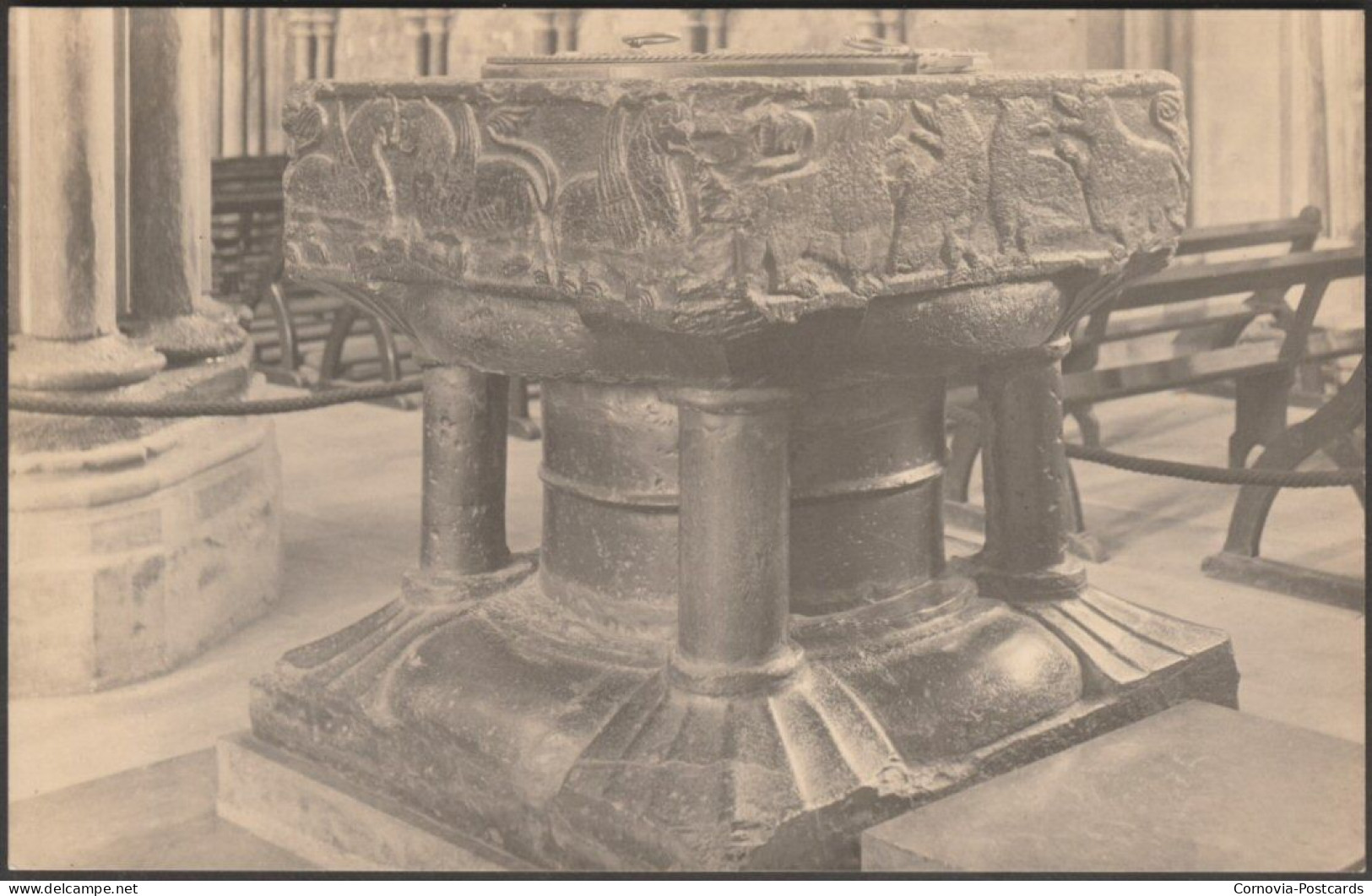 Tournai Font, Lincoln Cathedral, C.1930 - Smith RP Postcard - Lincoln