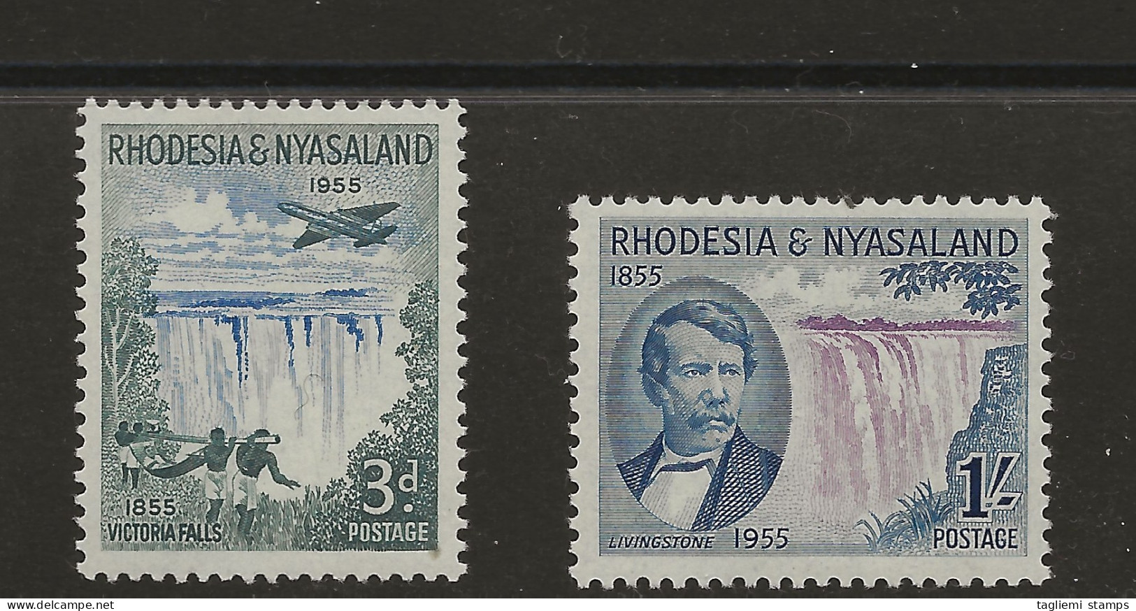 Rhodesia & Nyasaland, 1955, SG  16 - 17, Mint, Lightly Hinged - Rhodesia & Nyasaland (1954-1963)