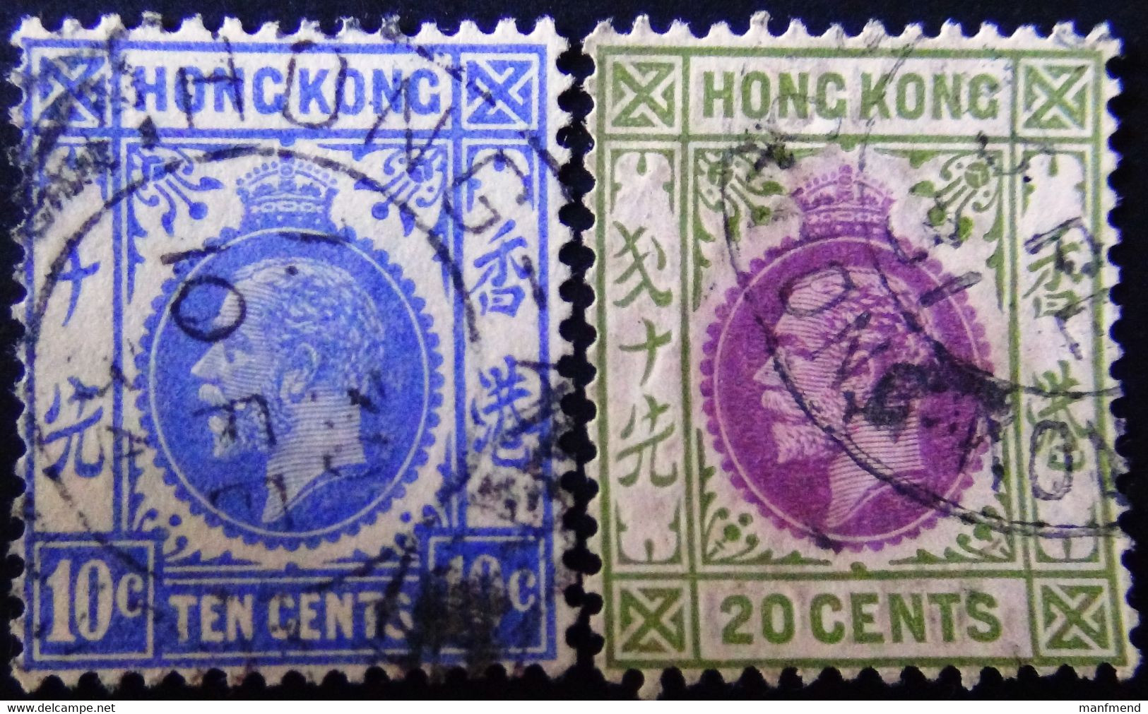 Hong Kong - 1921 - Mi:HK 118,119 Sn:HK 137,139 Yt:HK 123,124 O - Look Scan - Usati