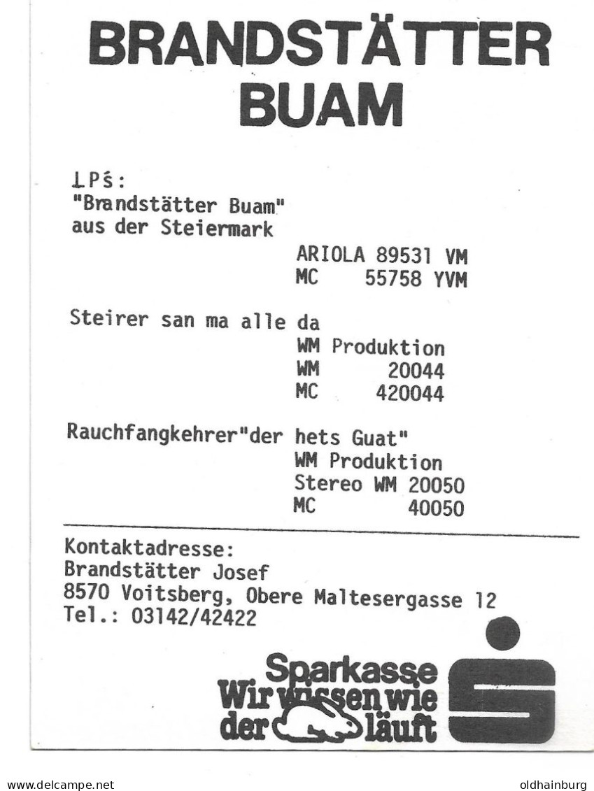 0412b: Heimatbeleg 8570 Voitsberg, Va. 1985, Die Brandstätter Buam - Voitsberg