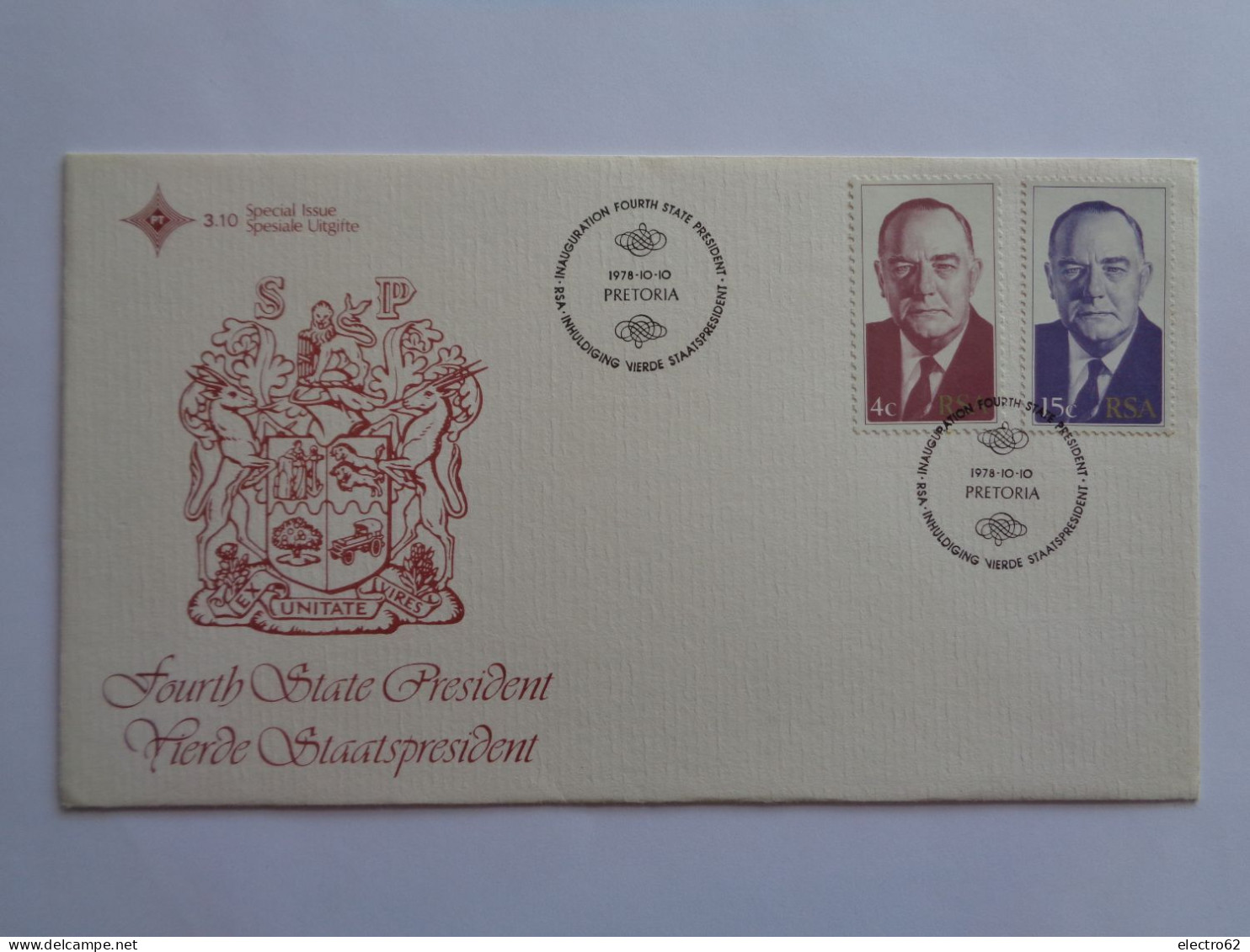 Afrique Du Sud Président Johannes Vorster South Africa Pretoria RSA - FDC