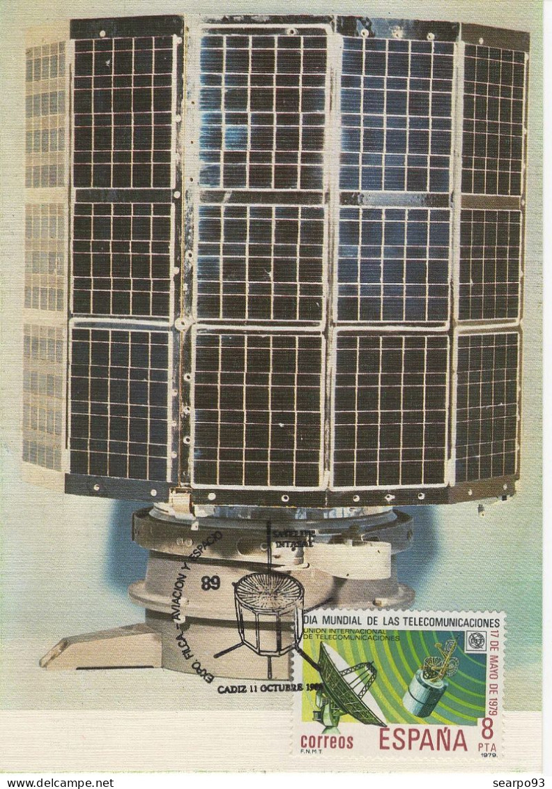 SPAIN. MAXICARD SATELLITE INTASAT. CADIZ. 1989 - Tarjetas Máxima