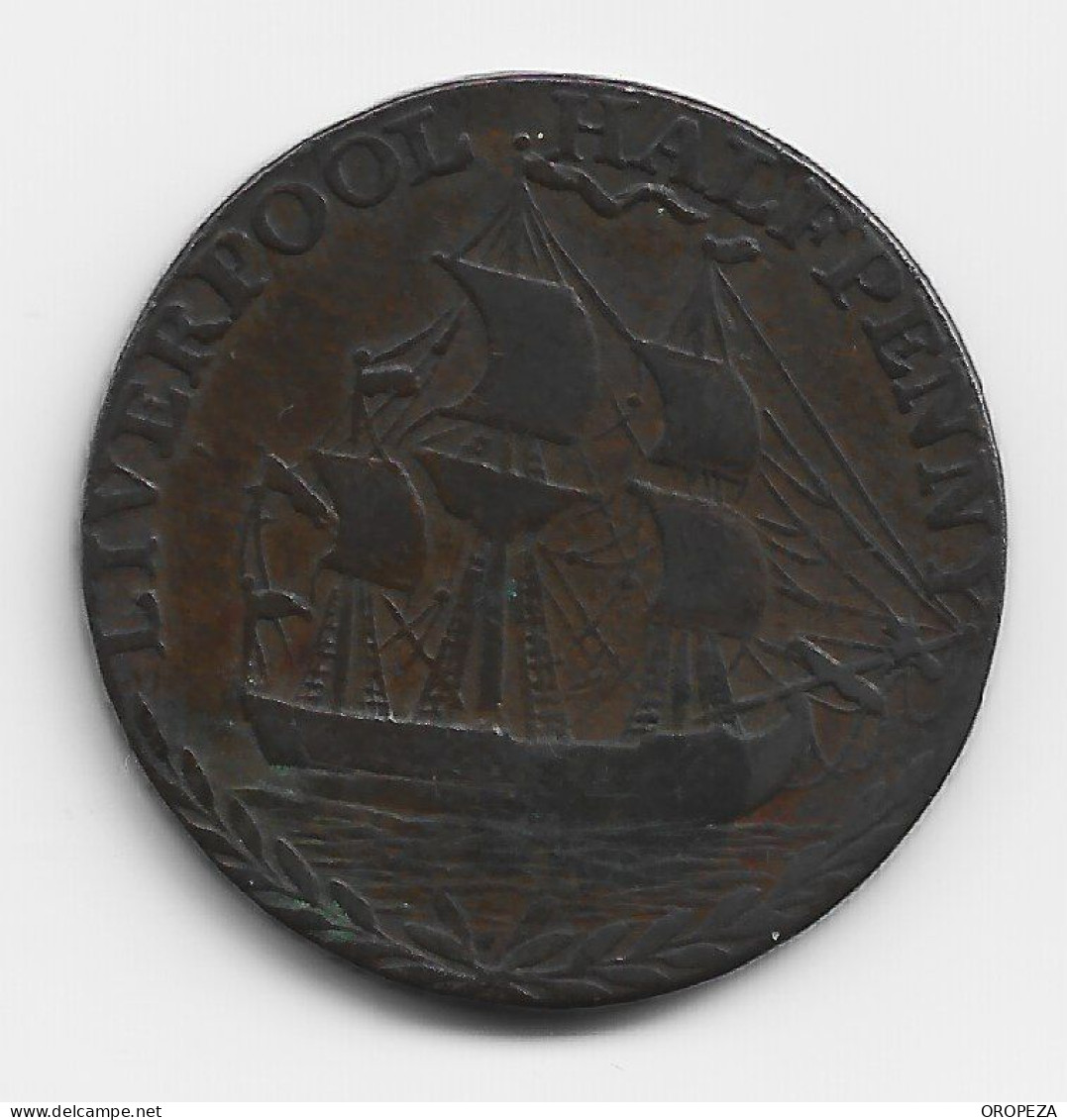 T19 -  GRAN BRETAÑA - 1792 - LIVERPOOL - HALF PENNY -  BC - Sonstige & Ohne Zuordnung