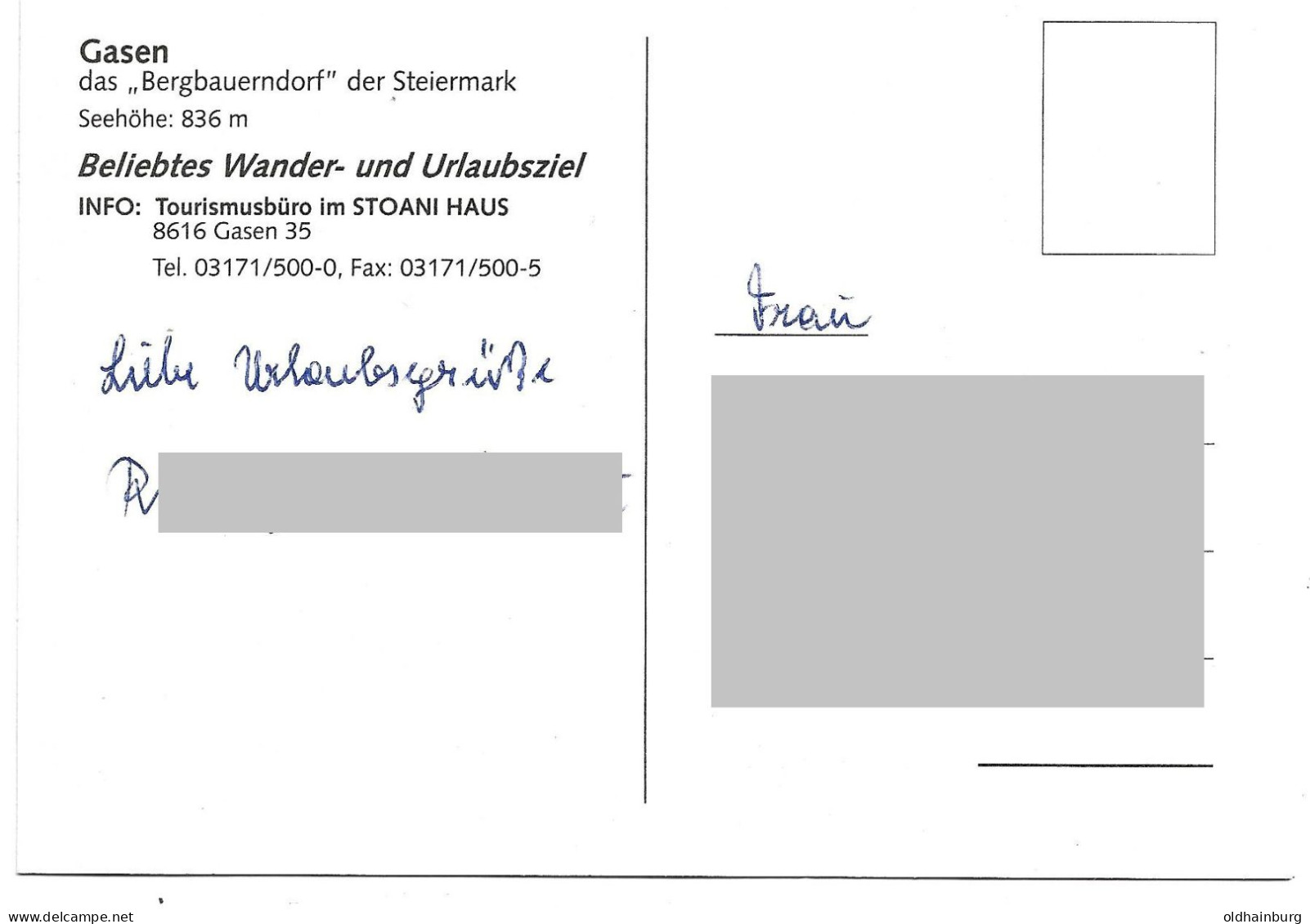 0412l: AK 8616 Gasen, Stoakogler Heimat Wanderweg, Bergbauerndorf, Ungelaufen Aber Beschriftet - Weiz